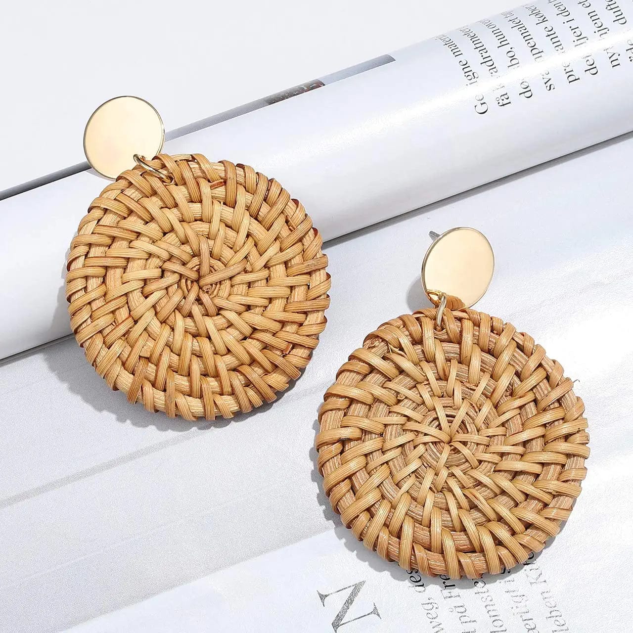 Long Necklace and Rattan Earrings Set for Women Handmade Long Tassel Rattan Necklace Wicker Earring Lightweight Weave Statement Jewelry