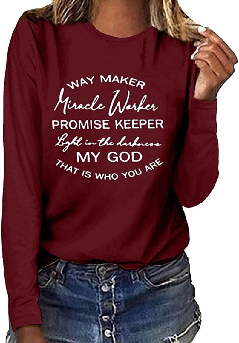 Long Sleeve Casual Shirts for Women Fall Graphic with Saying My Blood Type Is Dr Pepper Casual Crewneck Tshirts Tops Red / X-Large
