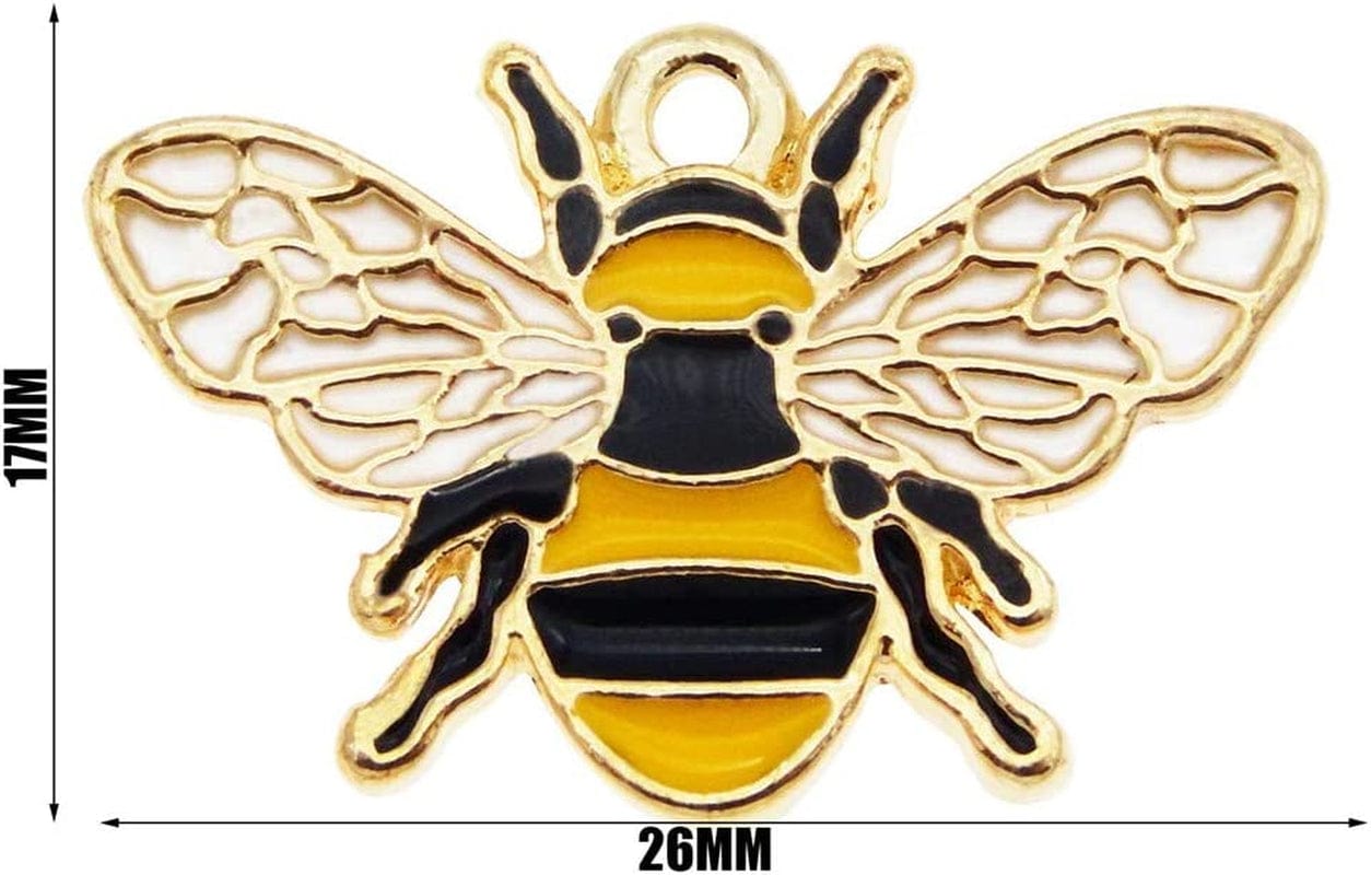 Lot of (X24) Gold Black Colorful Enamel Oil Drip Honeybee Craft Cute Bee Charms 1 by 0.7 Inch Pendants Earrings Bracelets Making Jewelry Findings 26X17Mm