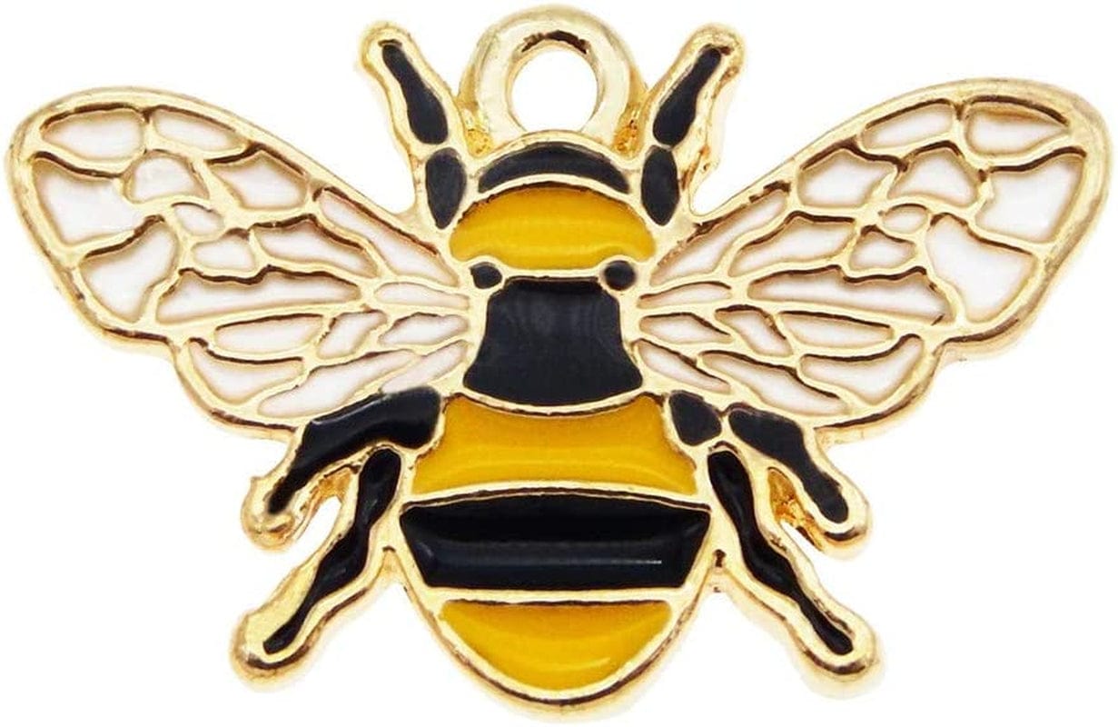 Lot of (X24) Gold Black Colorful Enamel Oil Drip Honeybee Craft Cute Bee Charms 1 by 0.7 Inch Pendants Earrings Bracelets Making Jewelry Findings 26X17Mm