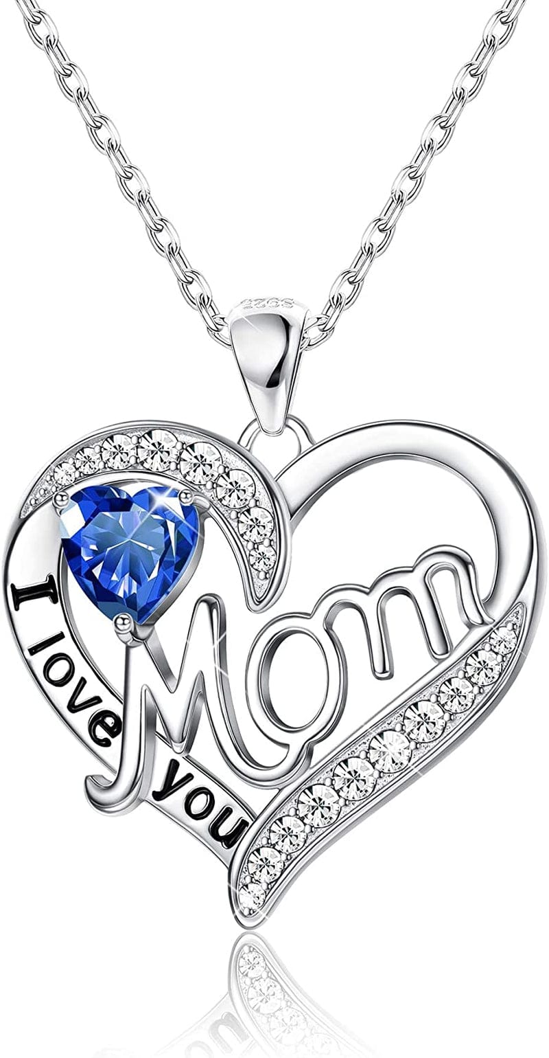 Love Heart Mom Necklace 925 Sterling Silver Birthstone Pendant Necklaces Birthday Mother'S Day Jewelry Gift for Women Dec–Turquoise