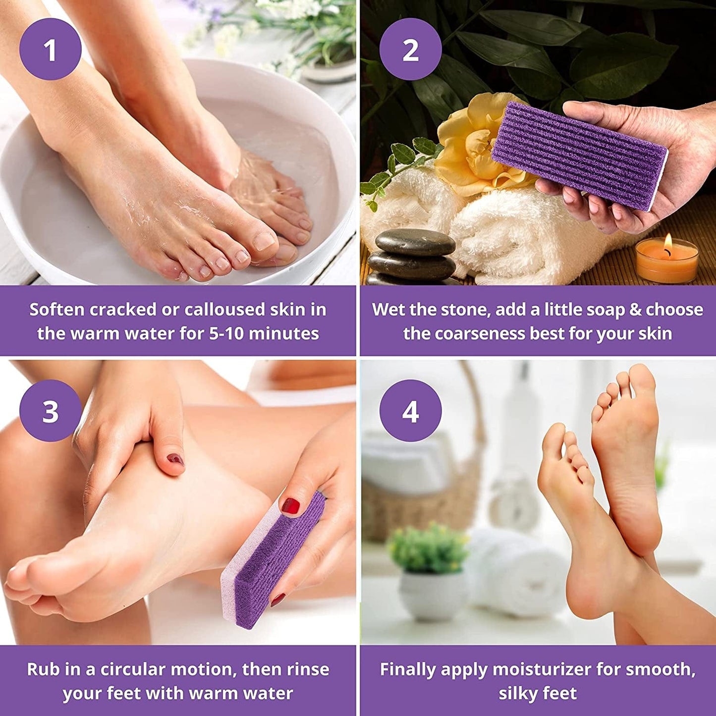 Love Natural Pumice Stone for Feet - Ultimate 2-In-1 Scrubber and Professional Exfoliating Rock for Feet Hands Body Care - Pumice Stone for Dead Skin & Callus Removal (Purple) Health & Beauty > Personal Care > Foot Care LOVE PUMICE