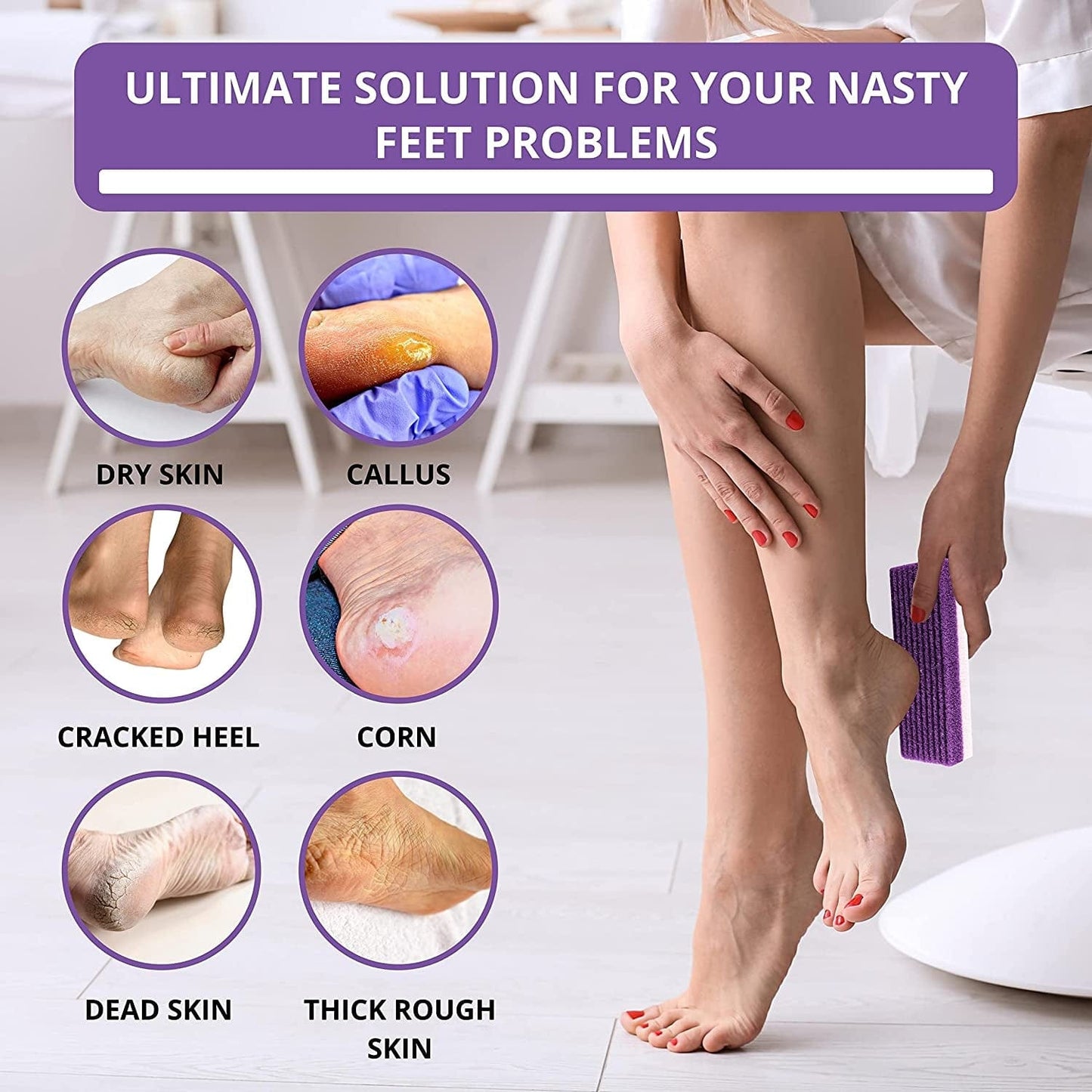Love Natural Pumice Stone for Feet - Ultimate 2-In-1 Scrubber and Professional Exfoliating Rock for Feet Hands Body Care - Pumice Stone for Dead Skin & Callus Removal (Purple) Health & Beauty > Personal Care > Foot Care LOVE PUMICE