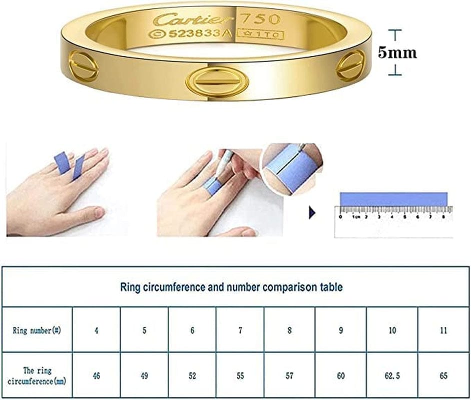 Love Ring 18K Titanium Steel Wedding Band Promise Ring Jewelry Best Birthday Gifts for Womens and Girls Valentines Day (Gold, 7)