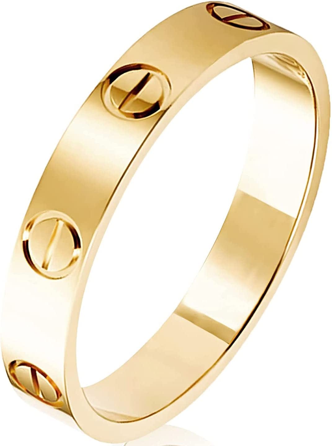 Love Ring 18K Titanium Steel Wedding Band Promise Ring Jewelry Best Birthday Gifts for Womens and Girls Valentines Day (Gold, 7)