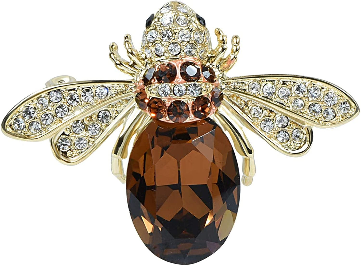 Lovely Crystal Bumble Honey Bee Insect Brooch Pins Collar Pin Lapel Pin Costume Jewelry for Women Champagne