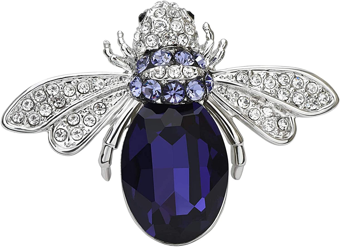 Lovely Crystal Bumble Honey Bee Insect Brooch Pins Collar Pin Lapel Pin Costume Jewelry for Women Purple