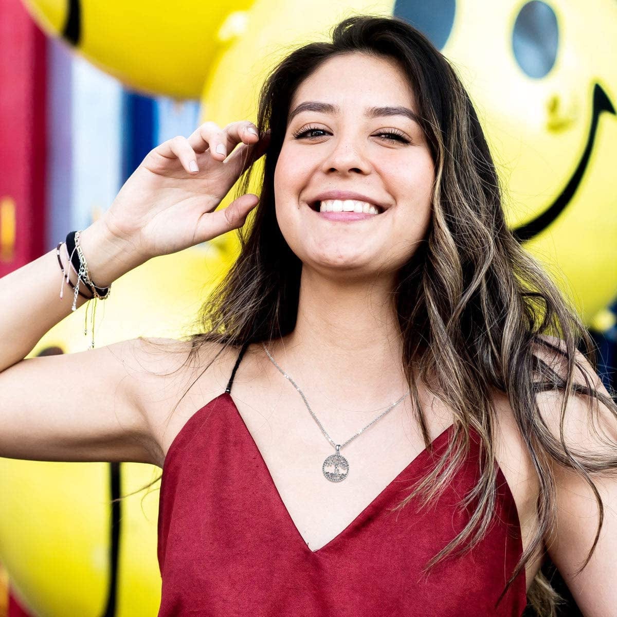 LOVEON Sterling Silver Necklace Gift for Mother, Tree of Life Mom Hold 1-5 Children, Animals Panda Fox Rhinoceros Giraffe Mom Baby Gift for Women on Mother'S Day