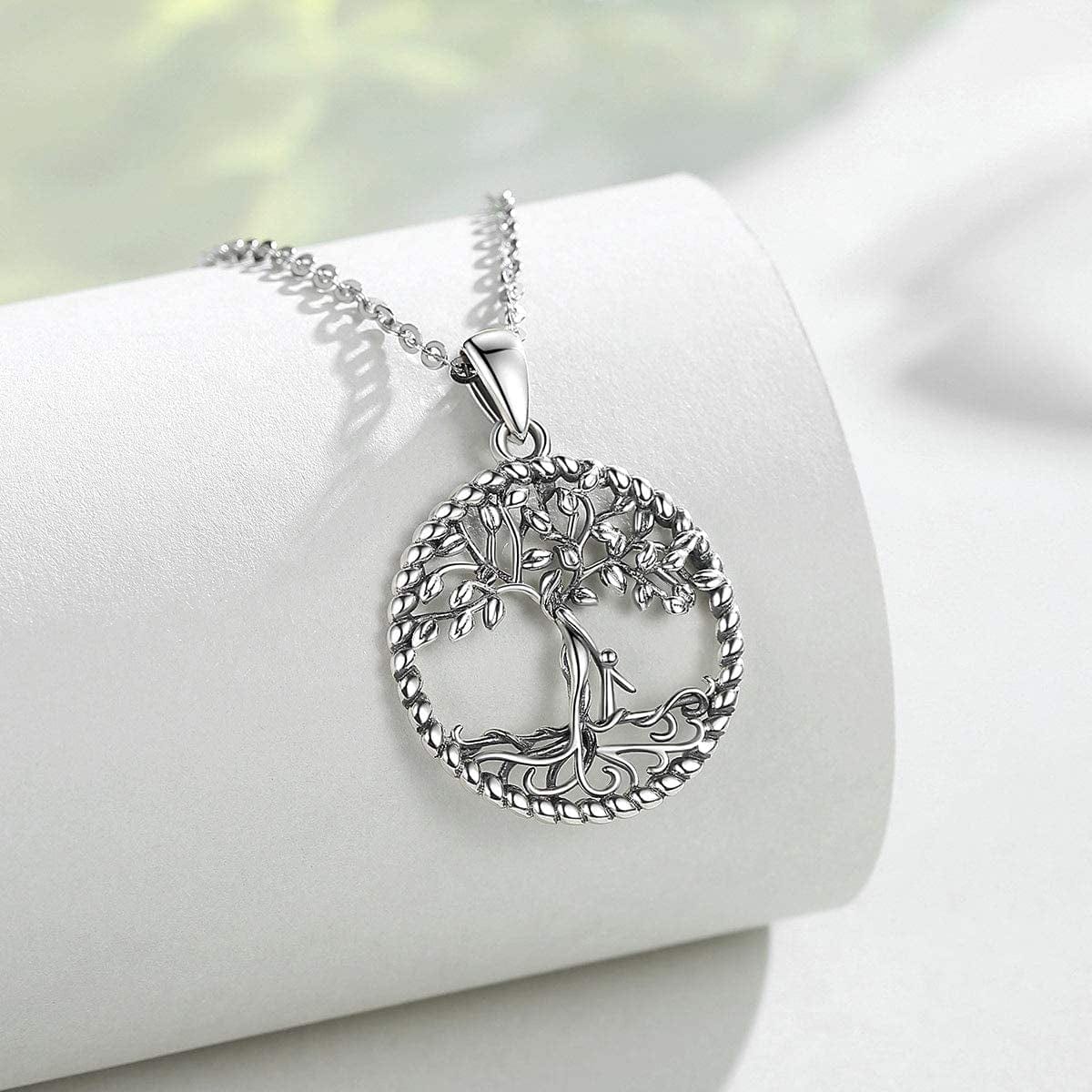 LOVEON Sterling Silver Necklace Gift for Mother, Tree of Life Mom Hold 1-5 Children, Animals Panda Fox Rhinoceros Giraffe Mom Baby Gift for Women on Mother'S Day