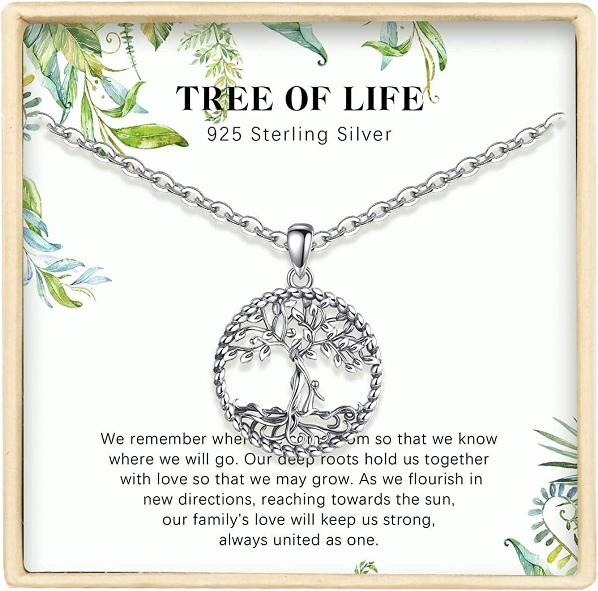 LOVEON Sterling Silver Necklace Gift for Mother, Tree of Life Mom Hold 1-5 Children, Animals Panda Fox Rhinoceros Giraffe Mom Baby Gift for Women on Mother'S Day 01. Mother Tree & 1 Kid