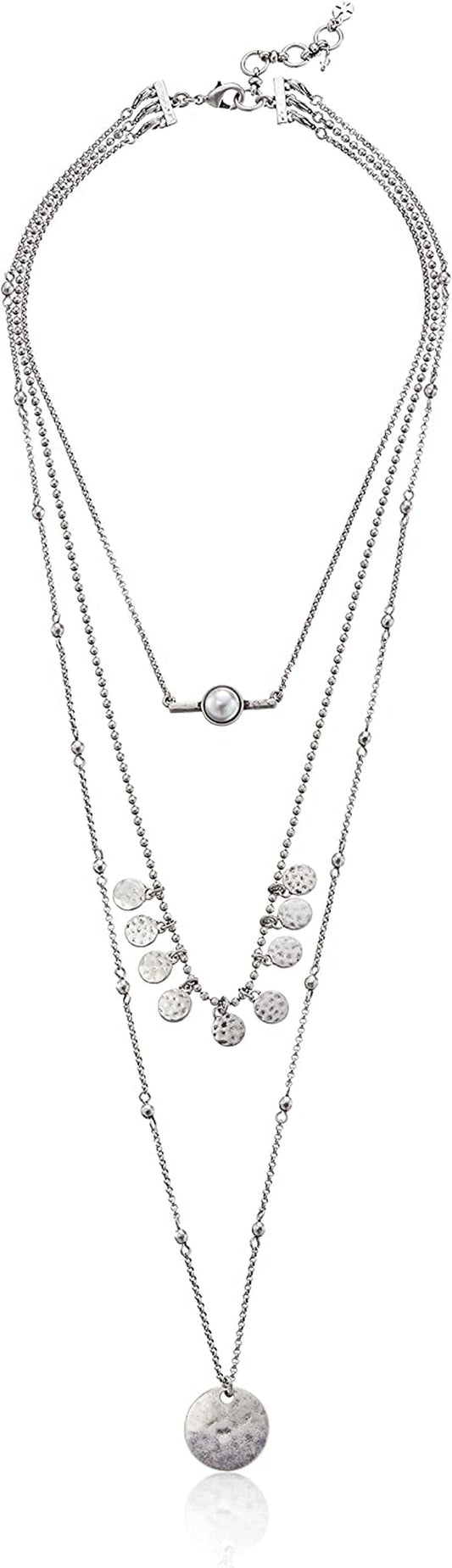 Lucky Layer Pearl Necklace Silver / One Size