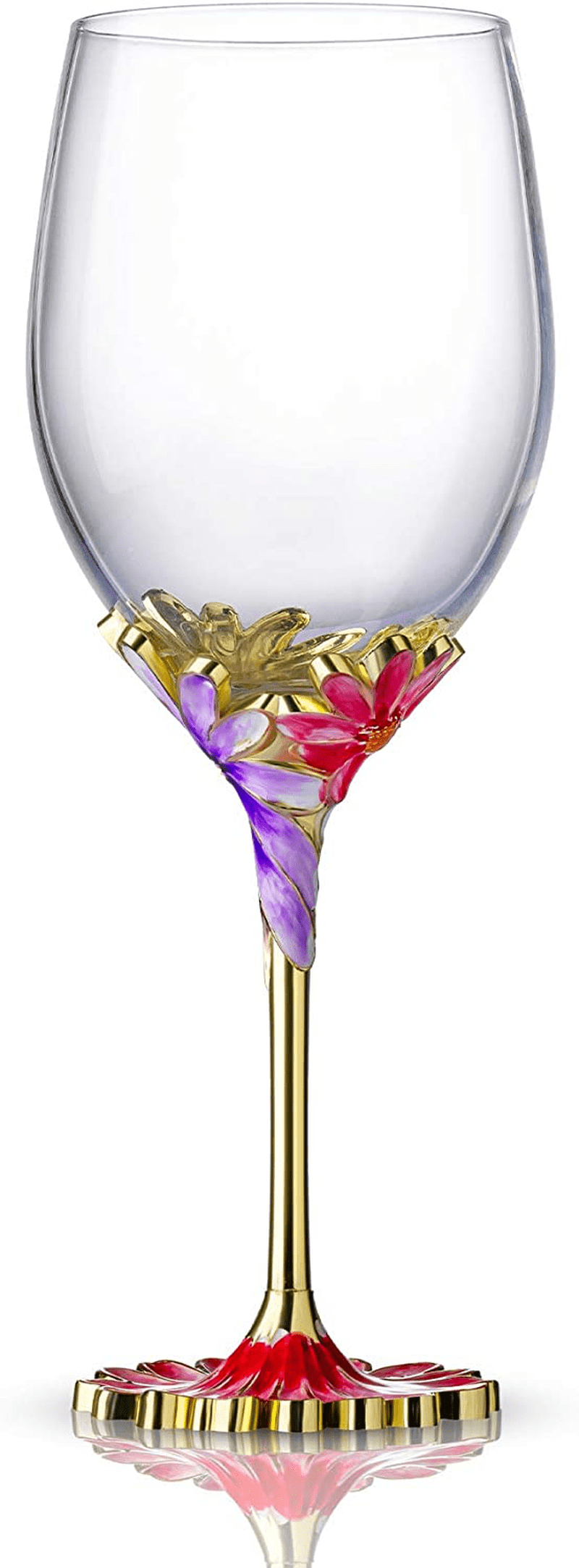 Luka Tech Enamels flower Lead-free Wine Glass Best Birthday Gifts For Women Wife Mom Friends Mothers Valentines Day (1 Pack) Arts & Entertainment > Party & Celebration > Gift Giving Luka Tech