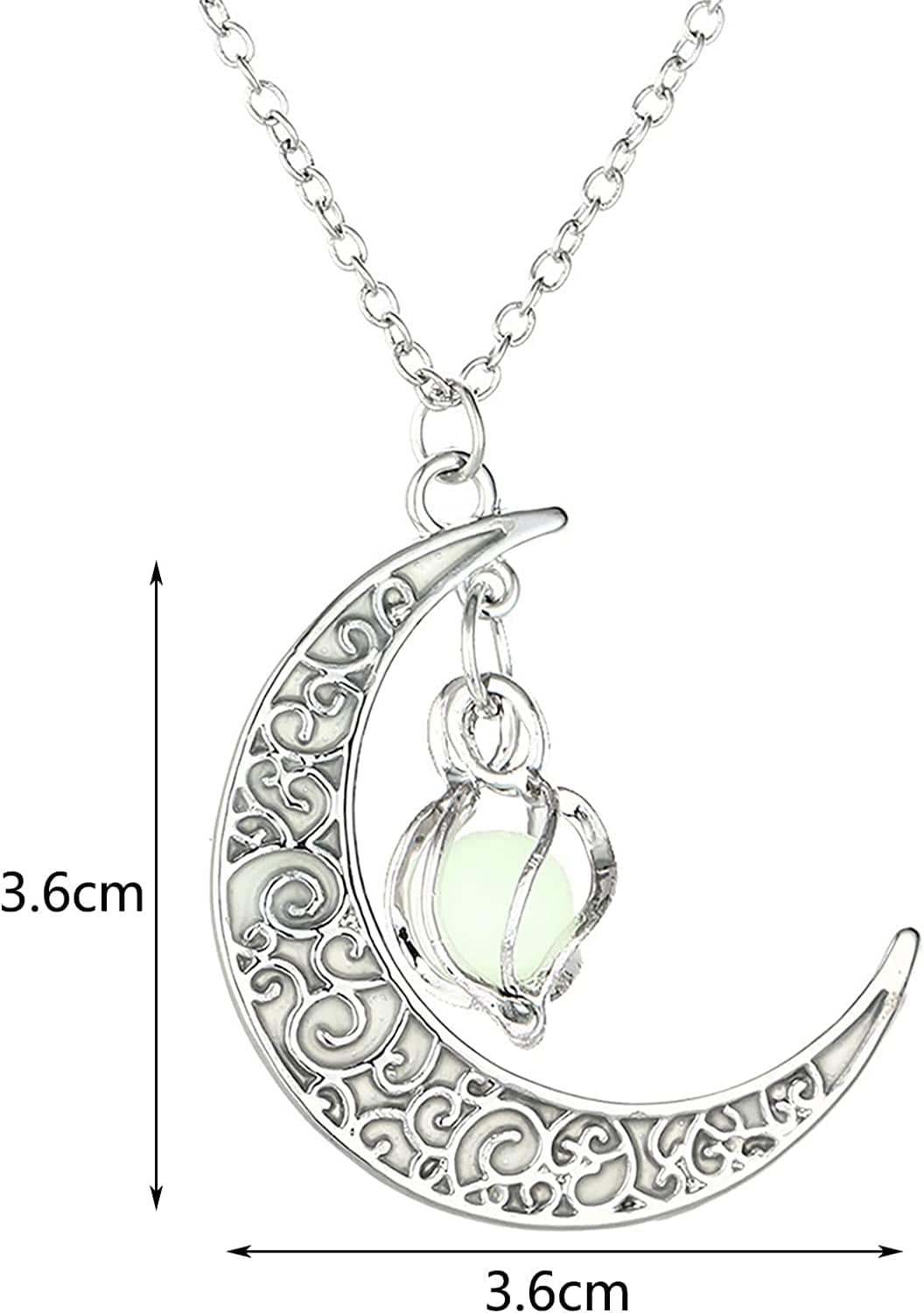 Luminous Moon Necklace Stone Pendant Necklace Fluorescent Necklace Glow in the Dark Accessories for Women Teens Girls