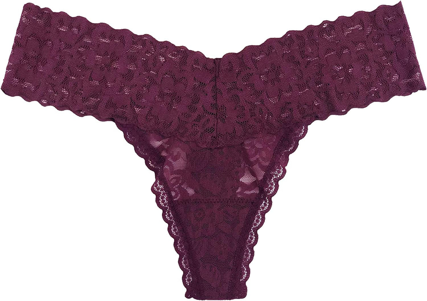 Luna & Sun Women Lace Underwear Soft Sexy Thongs Burgundy (1pc) / Large