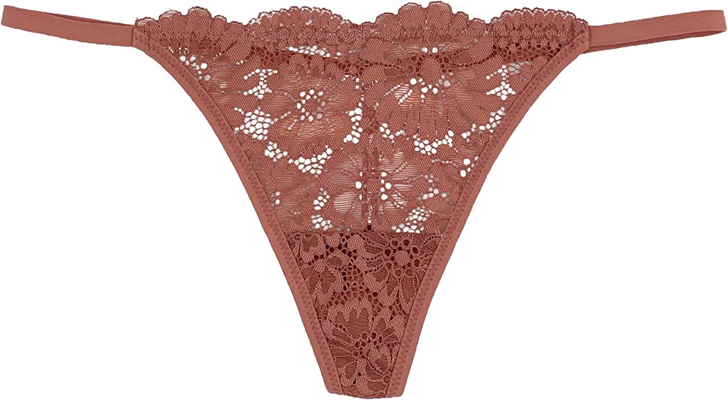 Luna & Sun Women Sexy Cheeky Lace G-Strings Thongs T Back Panties Underwear Wood (1pc) / Medium