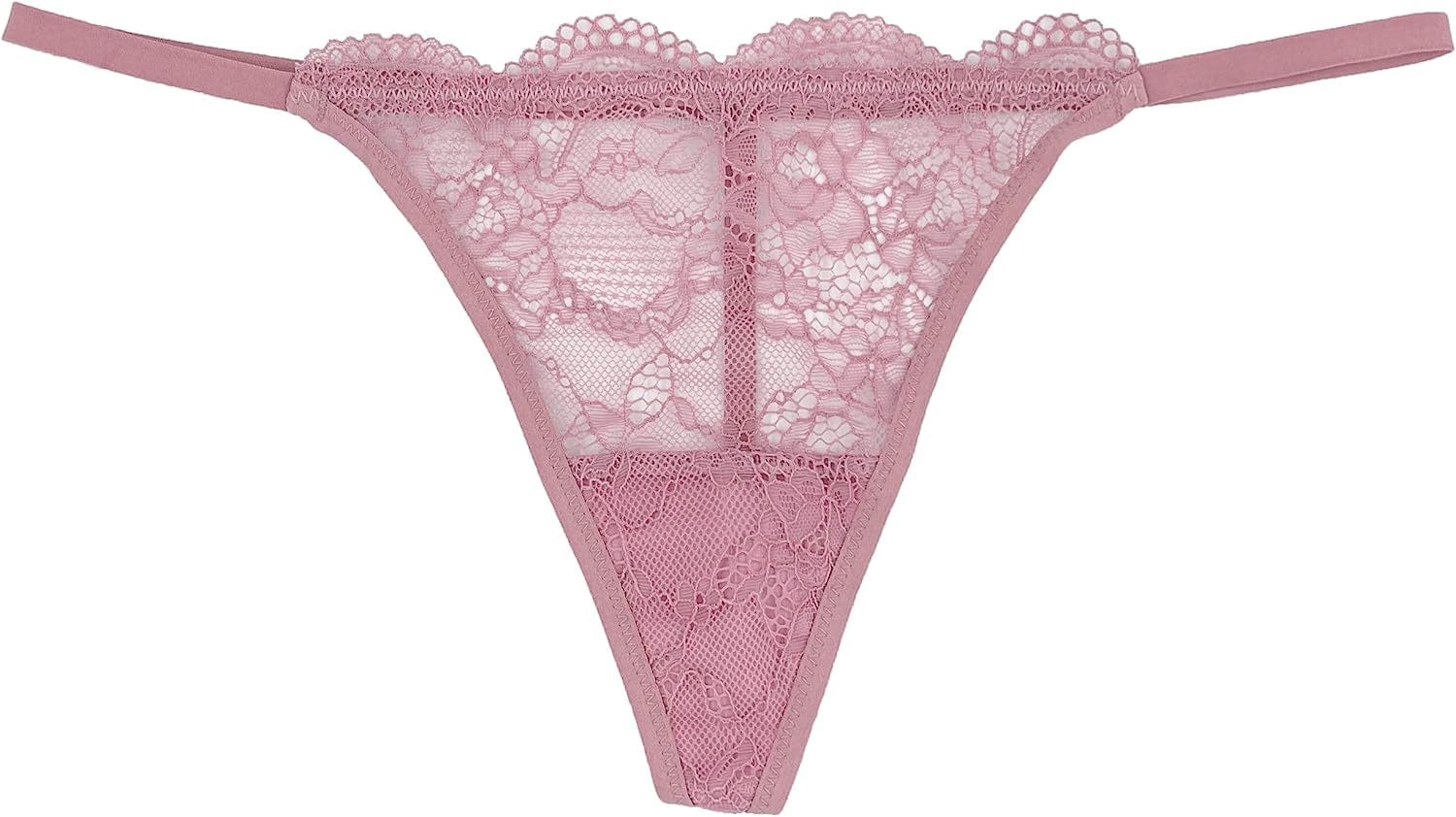 Luna & Sun Women Sexy Cheeky Lace G-Strings Thongs T Back Panties Underwear Lilac (1pc) / Medium