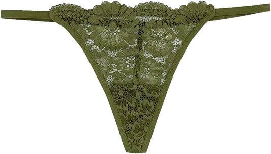Luna & Sun Women Sexy Cheeky Lace G-Strings Thongs T Back Panties Underwear Avocado (1pc) / Medium