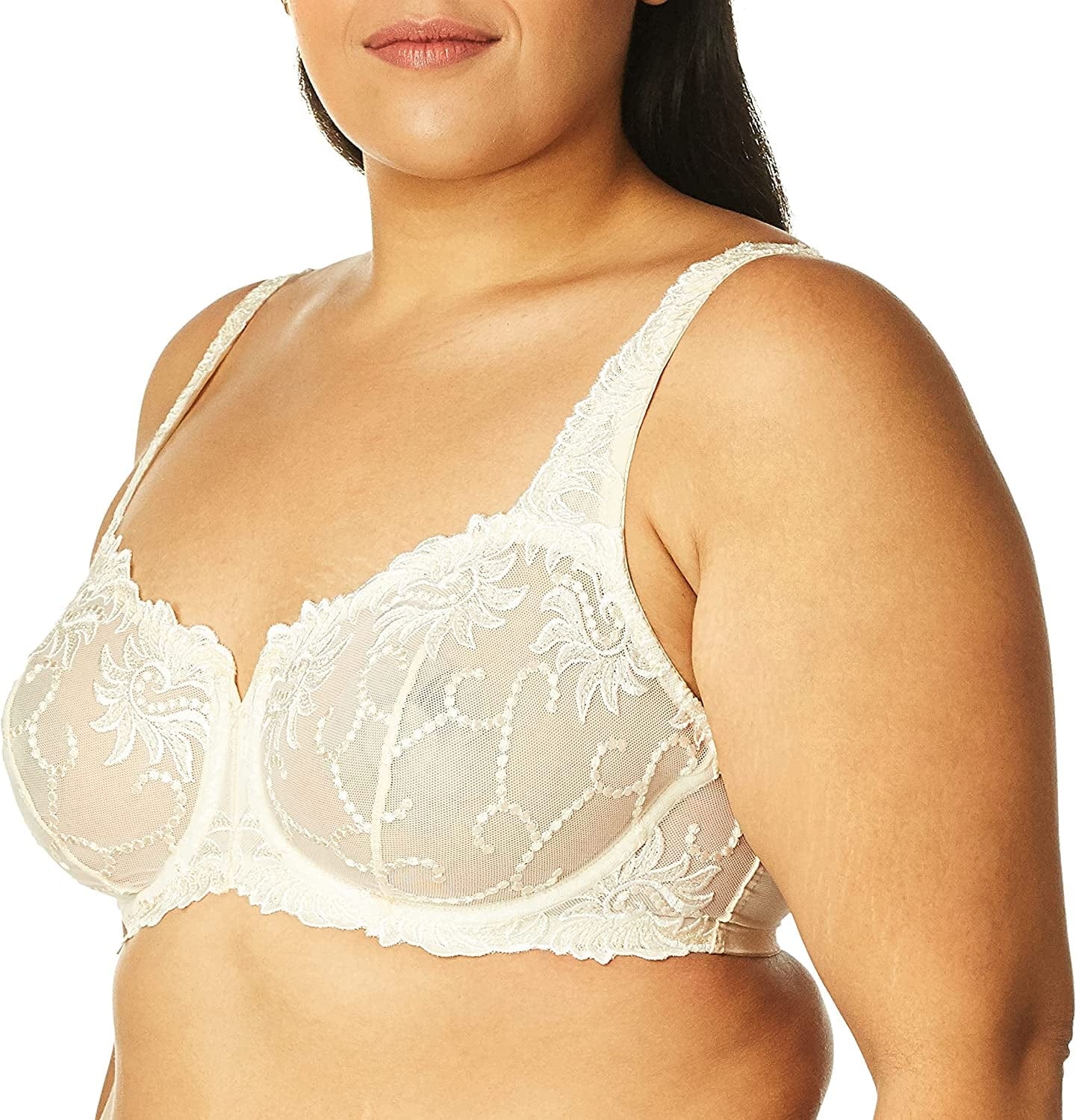 Lunaire Sevilla Scroll Embroidered Semi Demi Underwire Bra Ivory / 42DDD