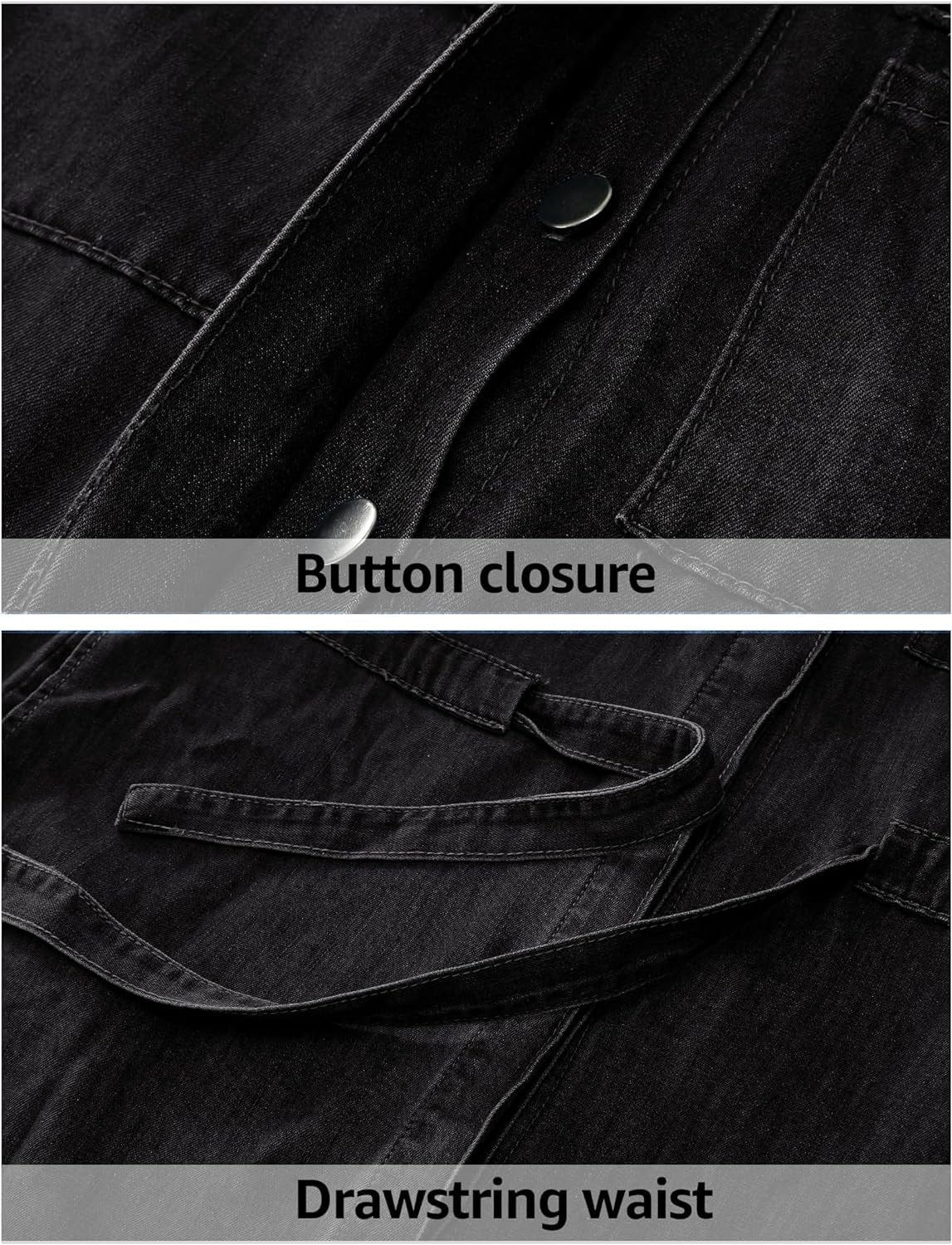 Luvamia Denim Dress for Women Long Sleeve Jean Button down Shirt Dresses with Pockets Casual Fashion Shift Short Dress