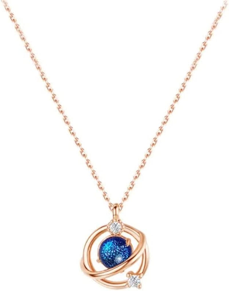 Luxurious Planet Collarbone Necklace Ladies Personalized Diamond Dark Moon Pendants Necklace Sparkly Pendant Jewelry, Silver dd1 / one.