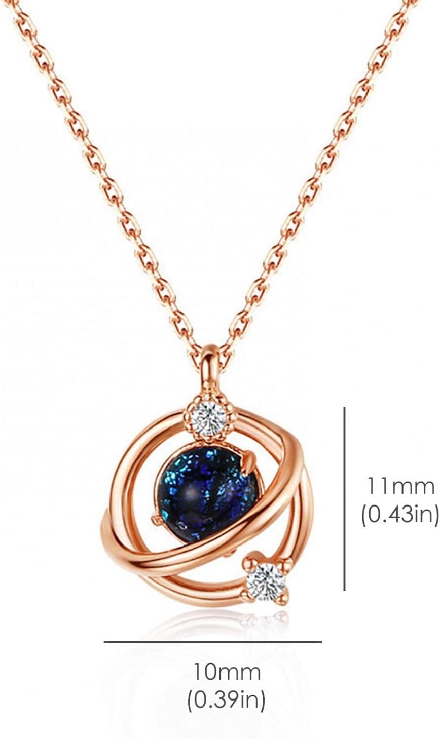 Luxurious Planet Collarbone Necklace Ladies Personalized Diamond Dark Moon Pendants Necklace Sparkly Pendant Jewelry, Silver