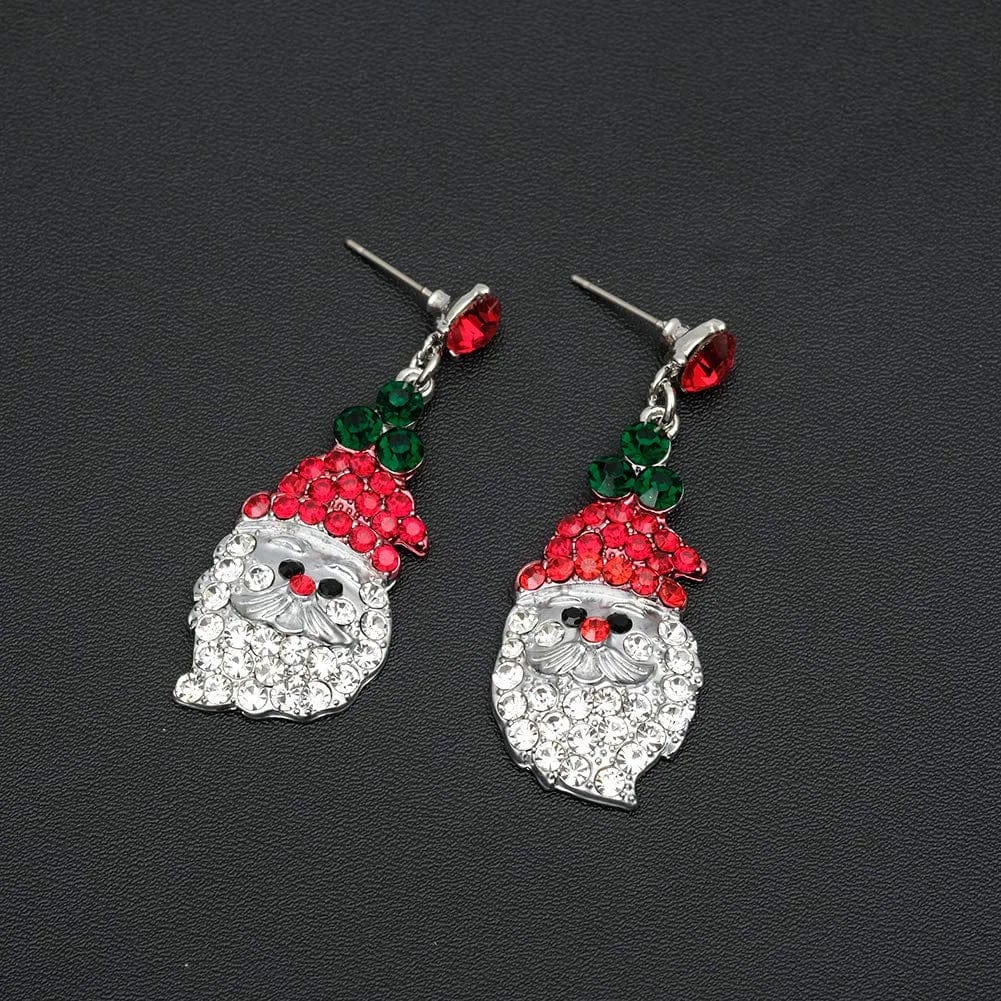 Luxury Statement Bib Necklace Earrings Santa Claus Christmas Element Party Costume Jewelry Set Xmas Gift for Women Girls STYLE 1
