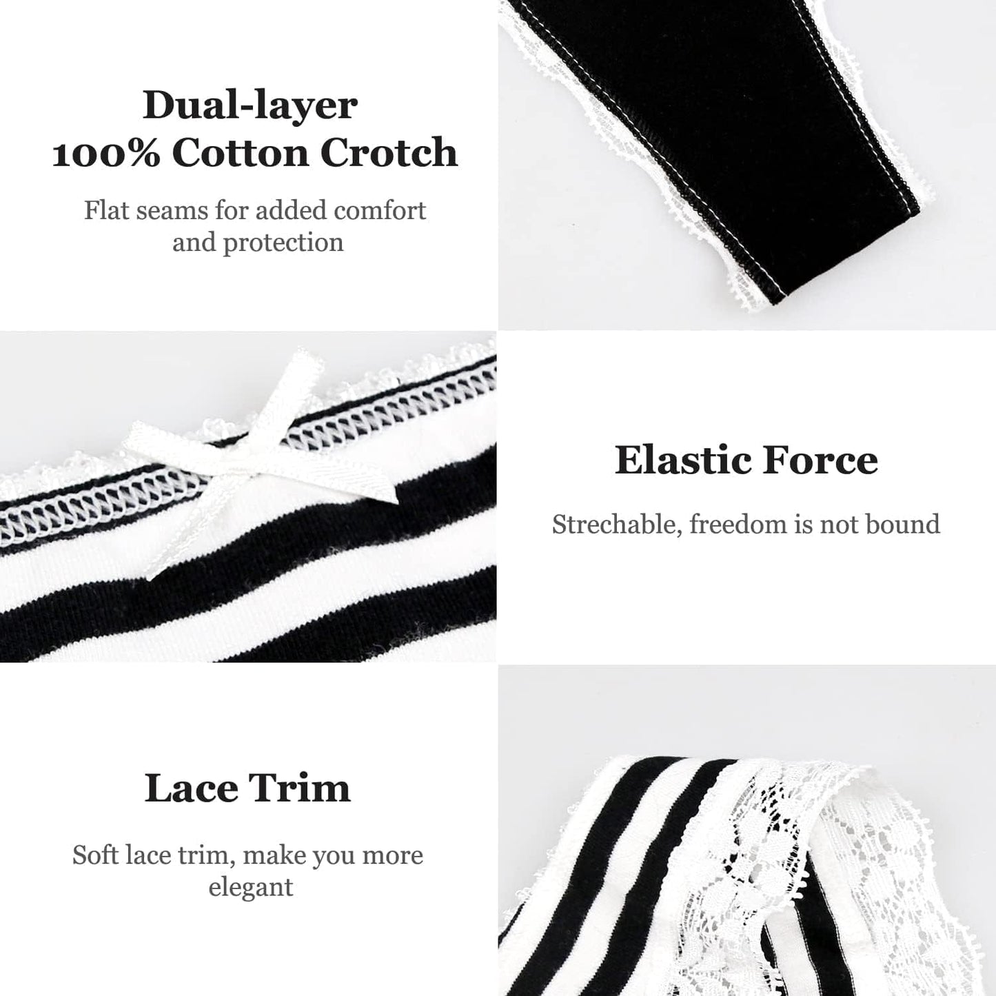 LYYTHAVON 5 Pack Cotton Thongs for Women, T-Back Thongs G-String Panties