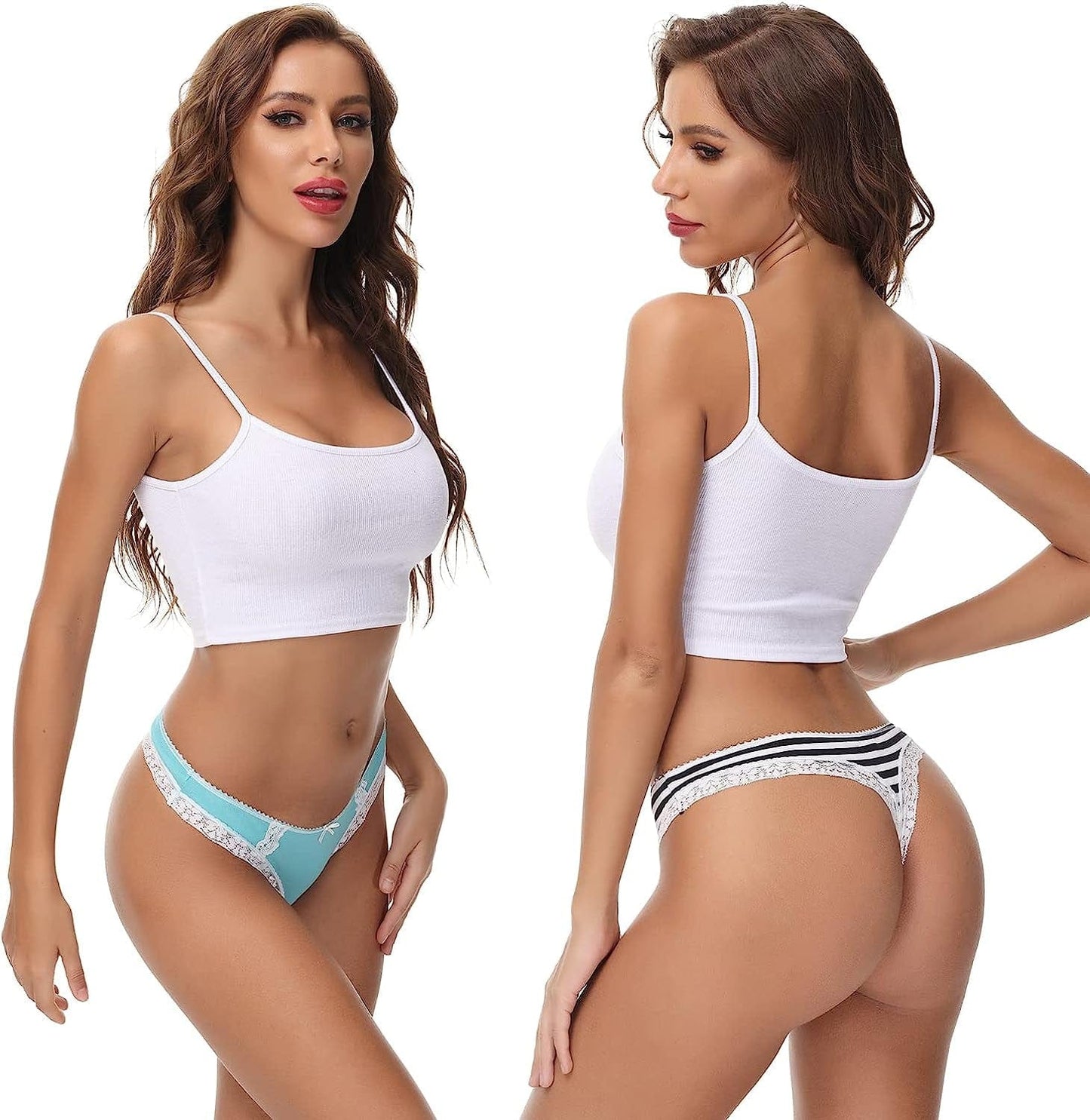 LYYTHAVON 5 Pack Cotton Thongs for Women, T-Back Thongs G-String Panties