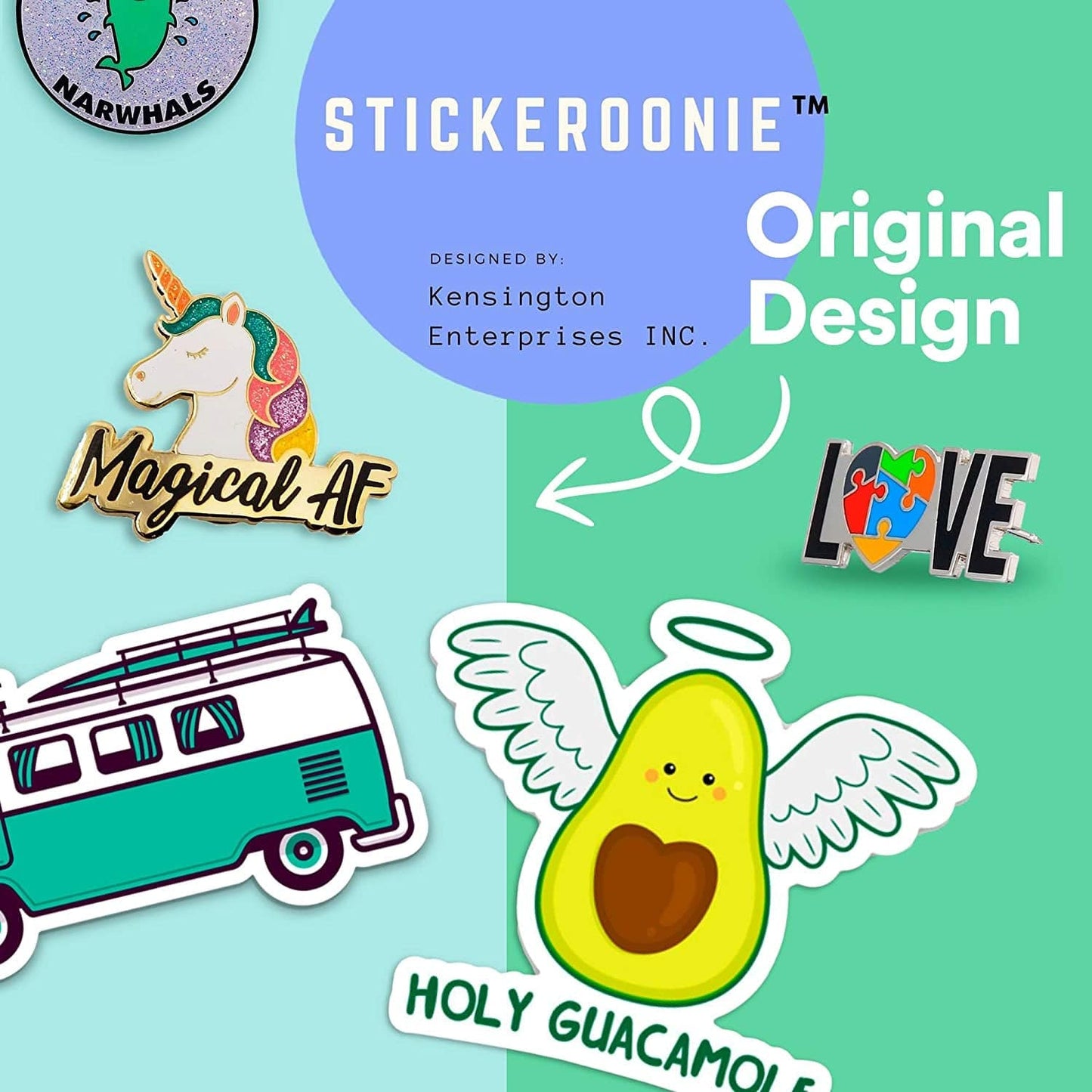 Magical AF Unicorn Enamel Lapel Pin, Cute & Funny Glittery Rainbow Unicorn, 1.4 Inches