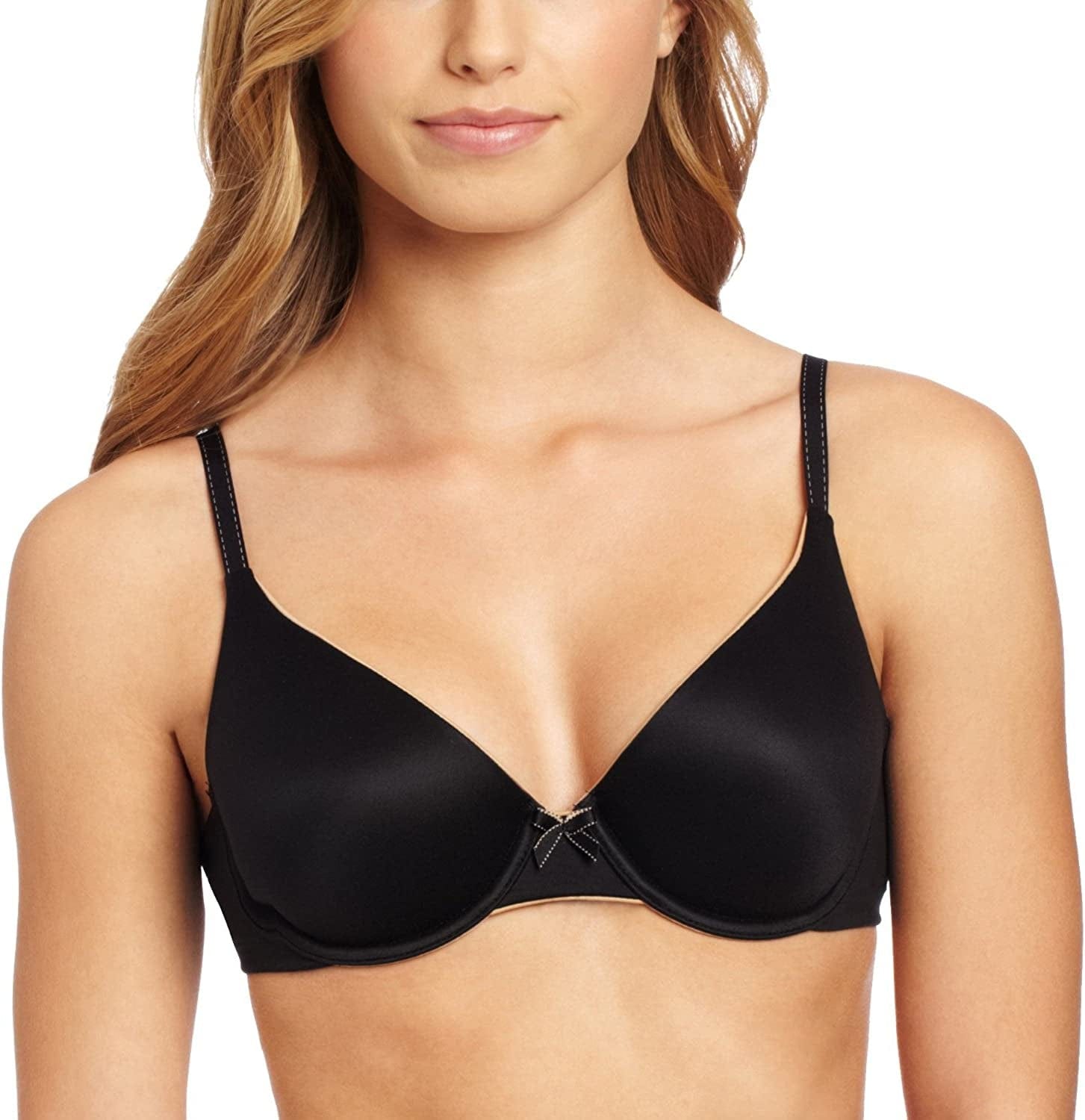 Maidenform Comfort Devotion Demi T-Shirt Bra, Velvety Full-Coverage Bra, Comfortable Bra with Convertible Straps for Everyday Black/Body Beige / 32B