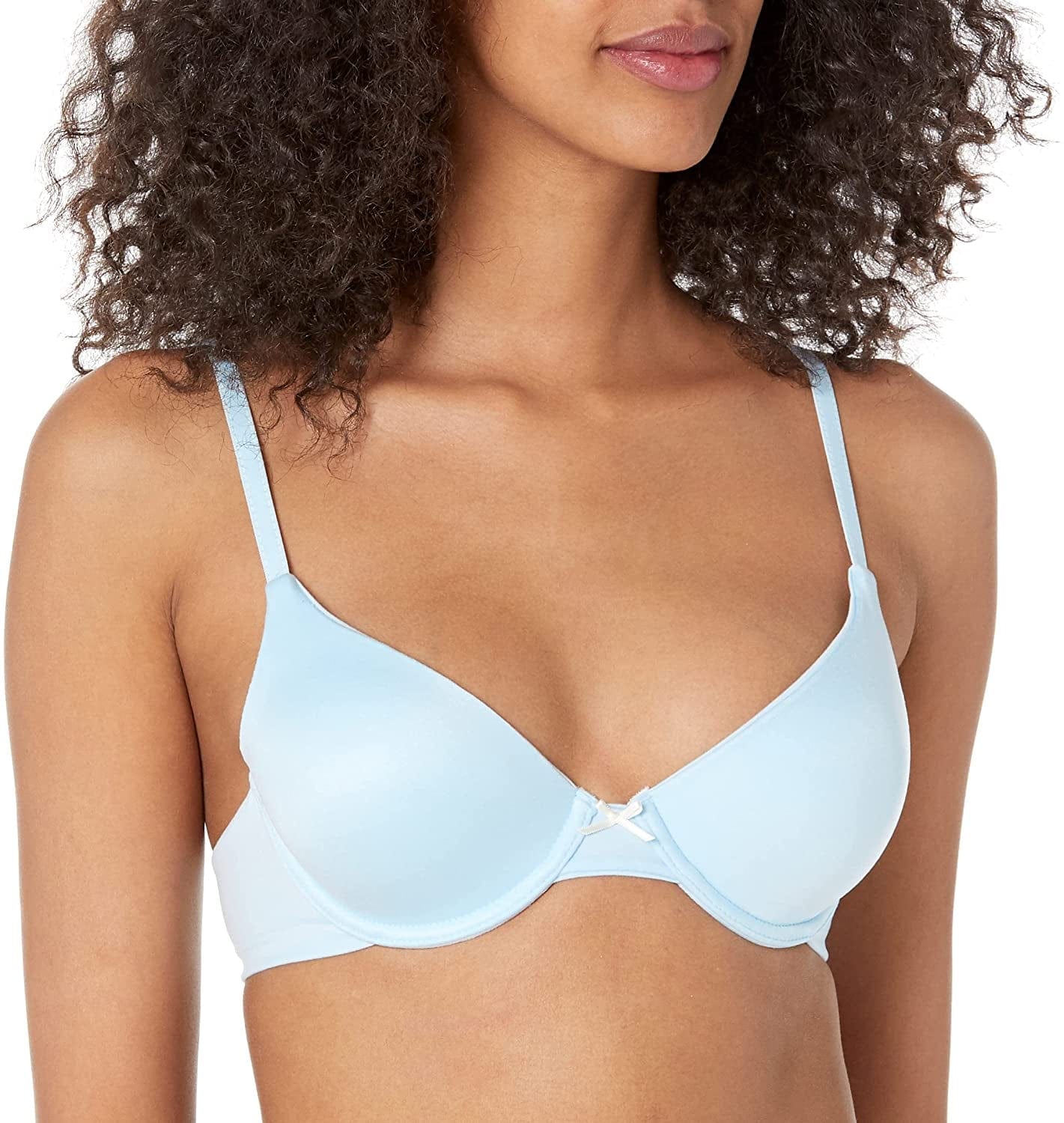 Maidenform Comfort Devotion Demi T-Shirt Bra, Velvety Full-Coverage Bra, Comfortable Bra with Convertible Straps for Everyday Blue Whimsy/Pearl / 38C