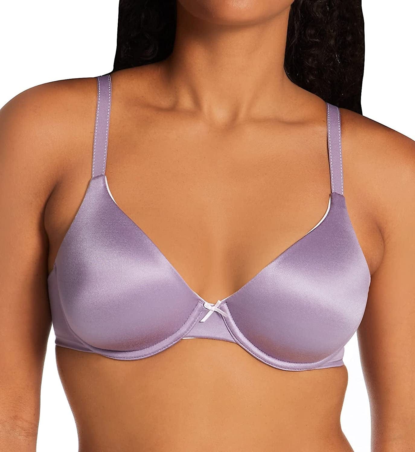 Maidenform Comfort Devotion Demi T-Shirt Bra, Velvety Full-Coverage Bra, Comfortable Bra with Convertible Straps for Everyday Perfectly Purple/Lilac Meringue / 36C