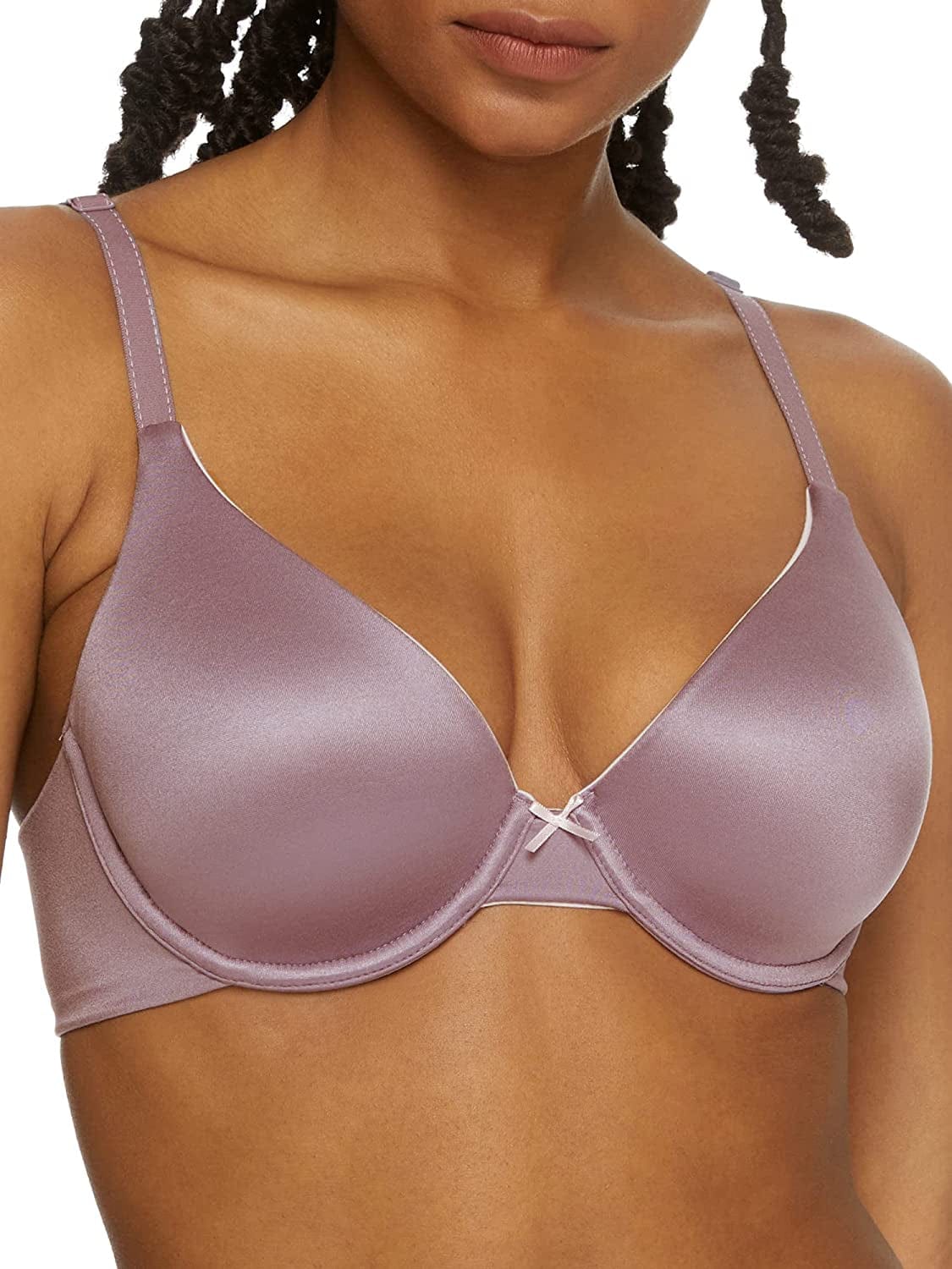 Maidenform Comfort Devotion Demi T-Shirt Bra, Velvety Full-Coverage Bra, Comfortable Bra with Convertible Straps for Everyday Perfectly Purple / 34B