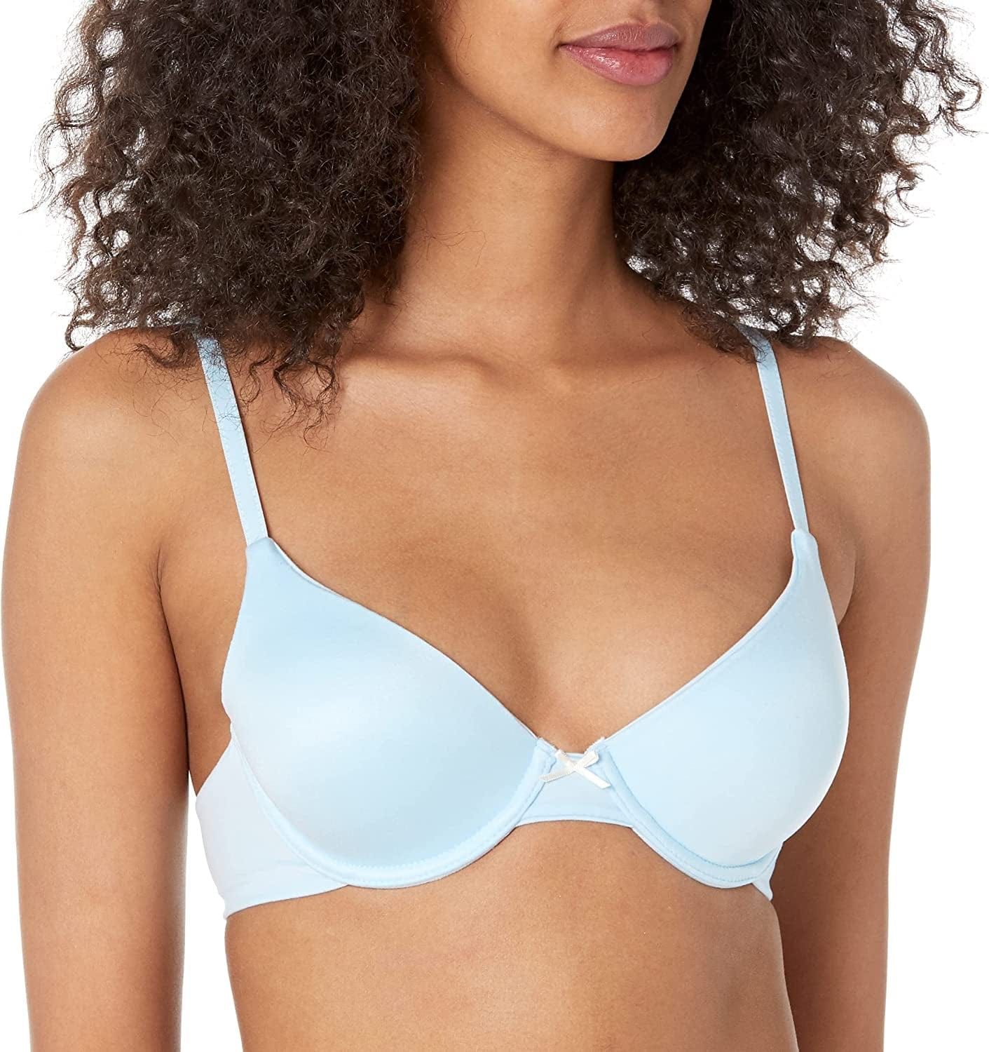 Maidenform Comfort Devotion Demi T-Shirt Bra, Velvety Full-Coverage Bra, Comfortable Bra with Convertible Straps for Everyday Blue Whimsy/Pearl / 38D