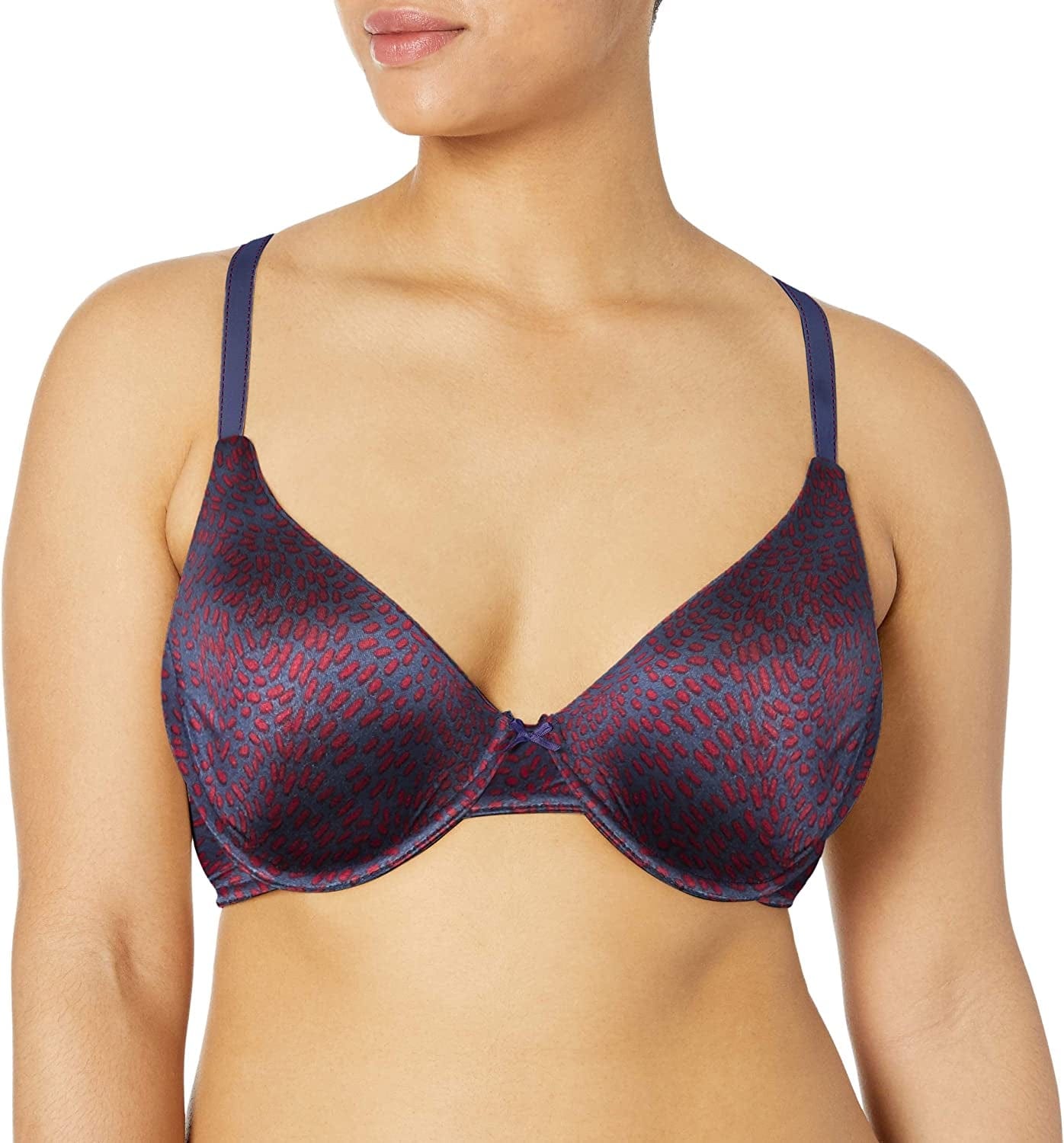 Maidenform Comfort Devotion Demi T-Shirt Bra, Velvety Full-Coverage Bra, Comfortable Bra with Convertible Straps for Everyday Navy Starry Night Print / 34D
