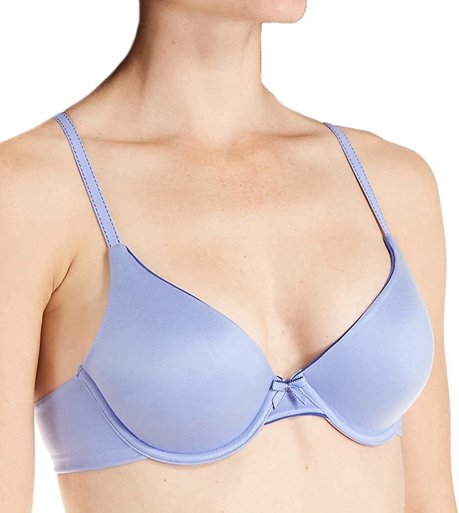 Maidenform Comfort Devotion Demi T-Shirt Bra, Velvety Full-Coverage Bra, Comfortable Bra with Convertible Straps for Everyday Charming Blue W/Rich Sapphire / 34C