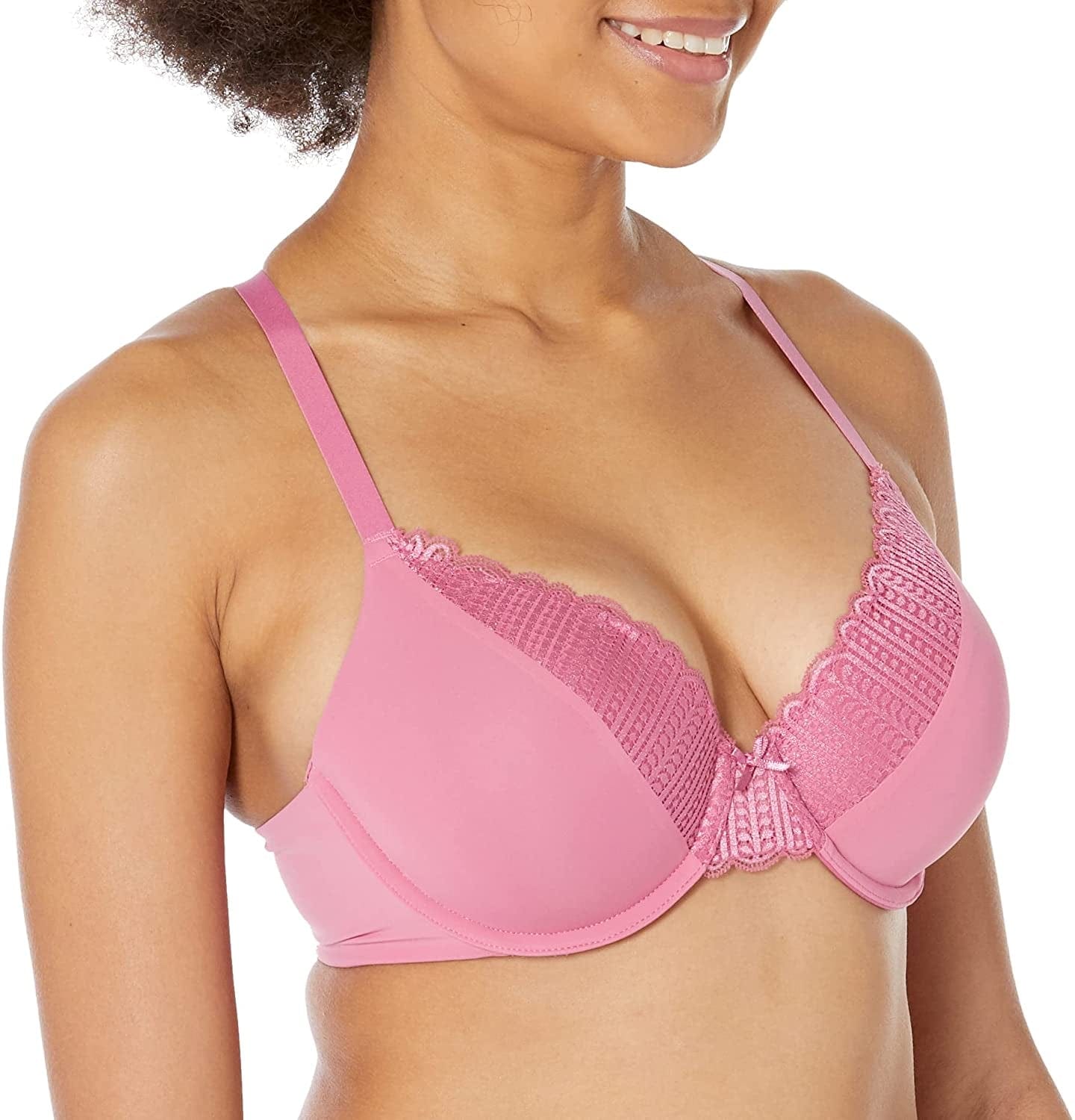 Maidenform Comfort Devotion Lace Bra, Smoothing Full-Coverage T-Shirt Bra for Everyday Comfort, Comfortable Lace Bra Cheery Rose / 38B