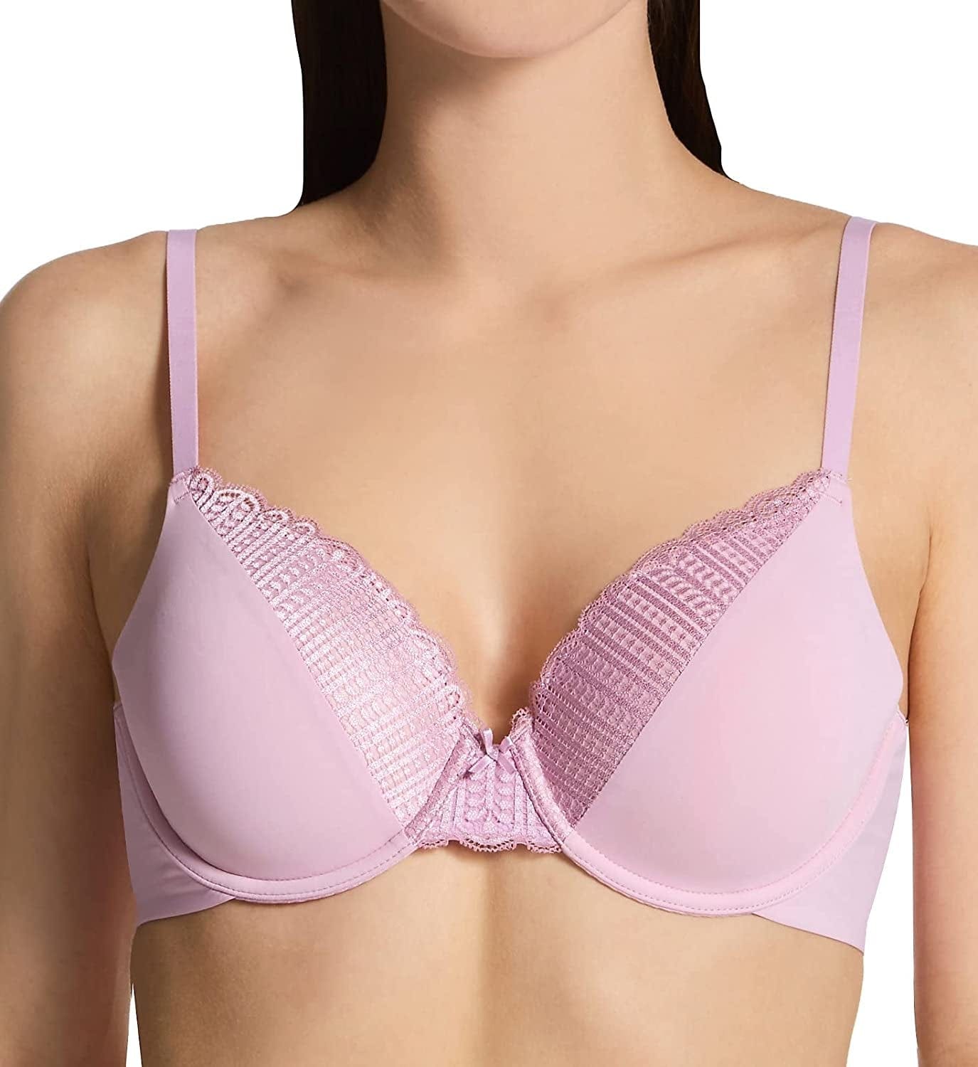 Maidenform Comfort Devotion Lace Bra, Smoothing Full-Coverage T-Shirt Bra for Everyday Comfort, Comfortable Lace Bra Pink Reverie / 38C
