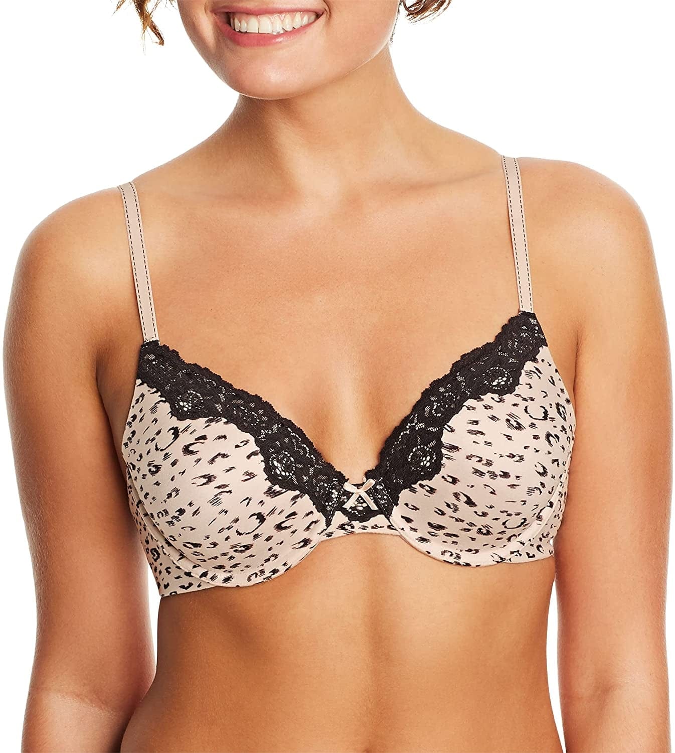 Maidenform Comfort Devotion Lace Bra, Smoothing Full-Coverage T-Shirt Bra for Everyday Comfort, Comfortable Lace Bra Sketchy Animal Print - Soft Pink / 38C