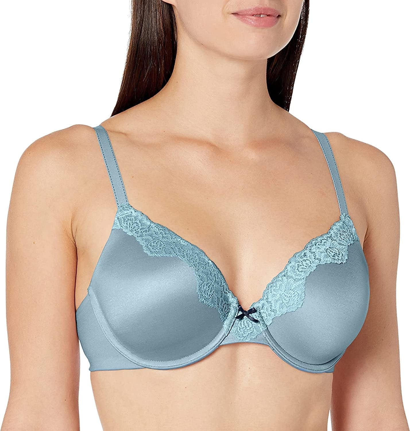 Maidenform Comfort Devotion Lace Bra, Smoothing Full-Coverage T-Shirt Bra for Everyday Comfort, Comfortable Lace Bra Sunday Morning Blue / 38D