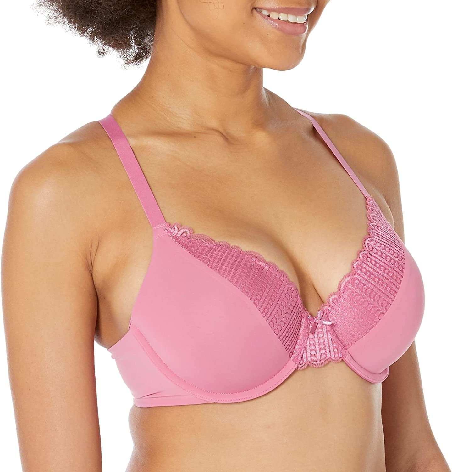 Maidenform Comfort Devotion Lace Bra, Smoothing Full-Coverage T-Shirt Bra for Everyday Comfort, Comfortable Lace Bra Cheery Rose / 36B