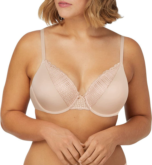 Maidenform Comfort Devotion Lace Bra, Smoothing Full-Coverage T-Shirt Bra for Everyday Comfort, Comfortable Lace Bra Sandshell / 36D
