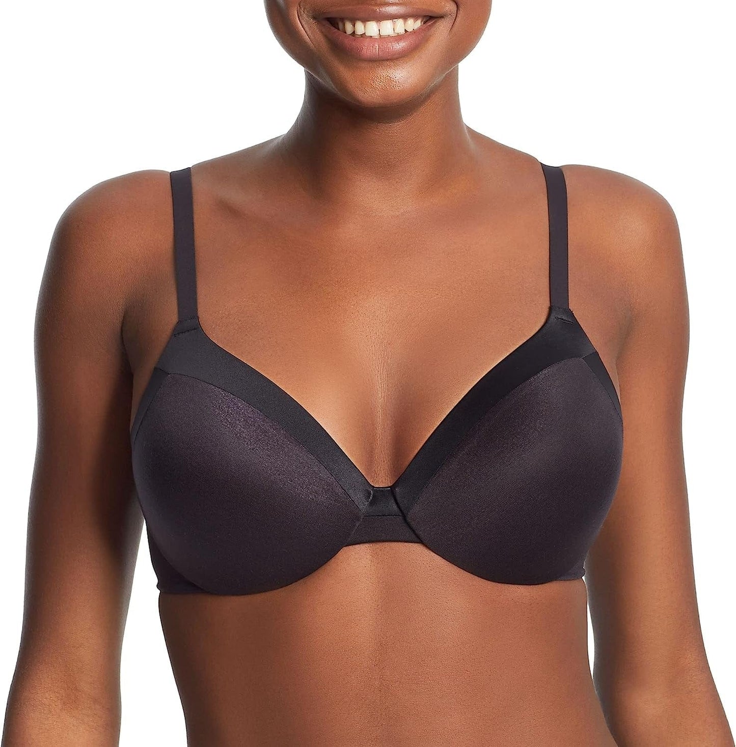 Maidenform Comfort Devotion Underwire Bra, Full-Coverage Comfortable Bra with Cushionwire for Support, Smoothing Bra Black / 38C