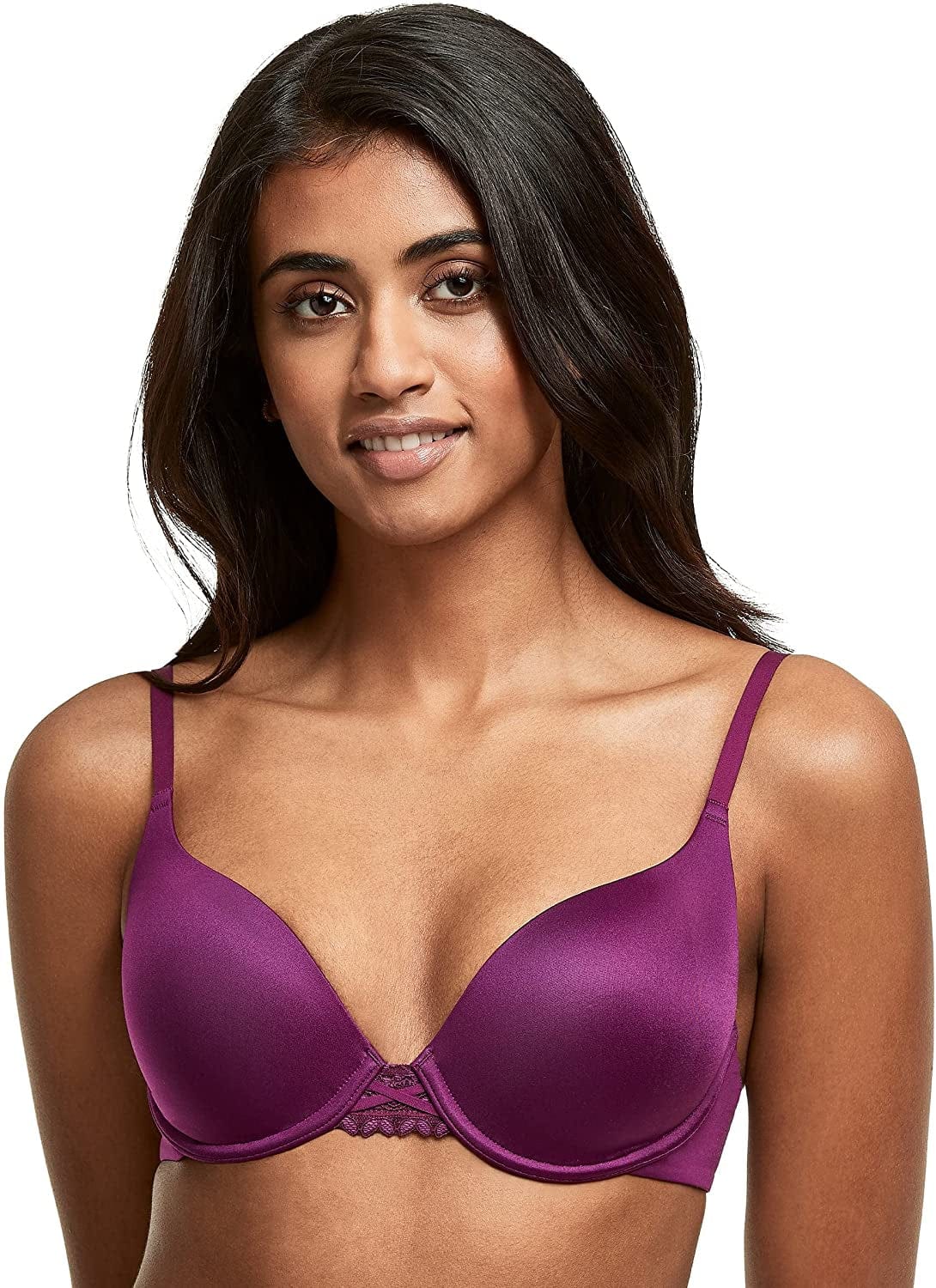 Maidenform Dreamwire Underwire Bra, No-Poke Push-Up Bra, Moderate Coverage, Convertible T-Shirt Bra Venetian Purple / 36C