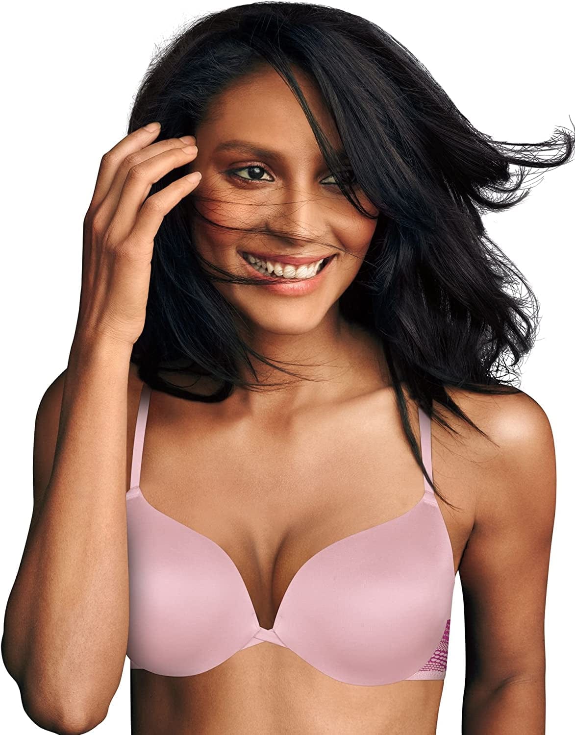 Maidenform Underwire Demi Bra, Best Push-Up Bra with Wonderbra Technology, Smoothing Lace-Trim Bra with Push-Up Cups Raspberry Icing/New Vanda Orchid / 34D