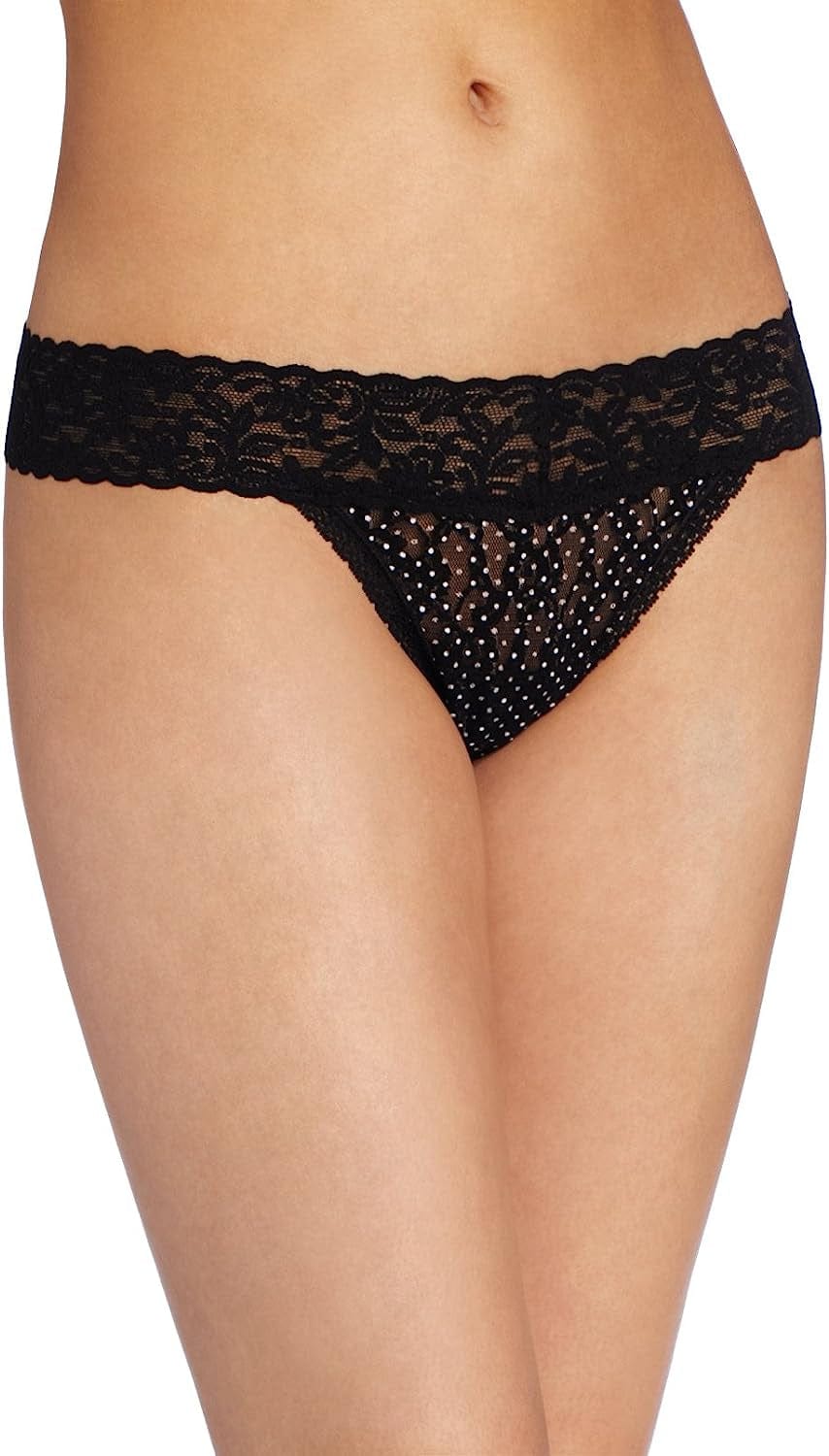 Maidenform Women'S All Lace Thong Panty Black Dot Print / One Size