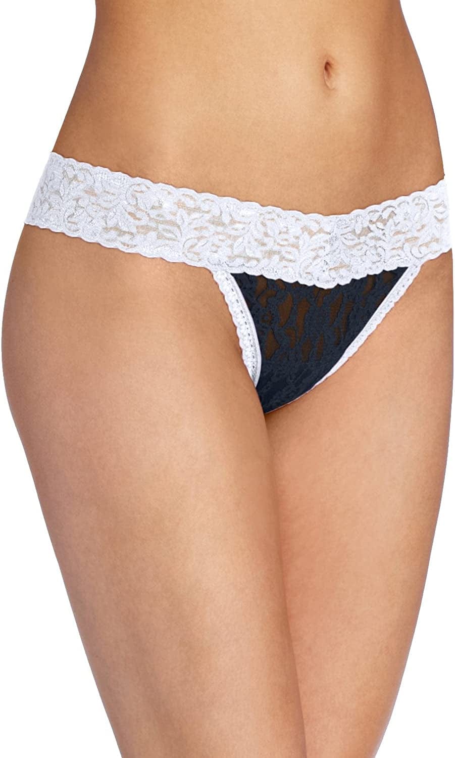 Maidenform Women'S All Lace Thong Panty White/Navy / One Size