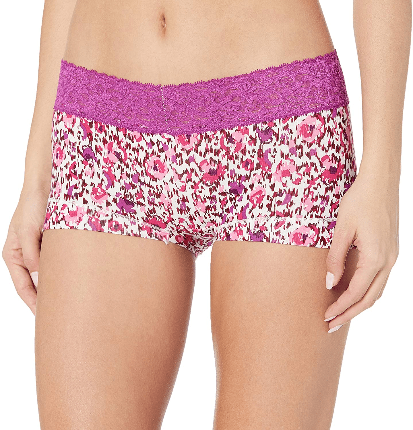 Maidenform Women'S Dream Cotton with Lace Boyshort Apparel & Accessories > Clothing > Underwear & Socks > Underwear Maidenform Fresh Plum Abstract Floral 8