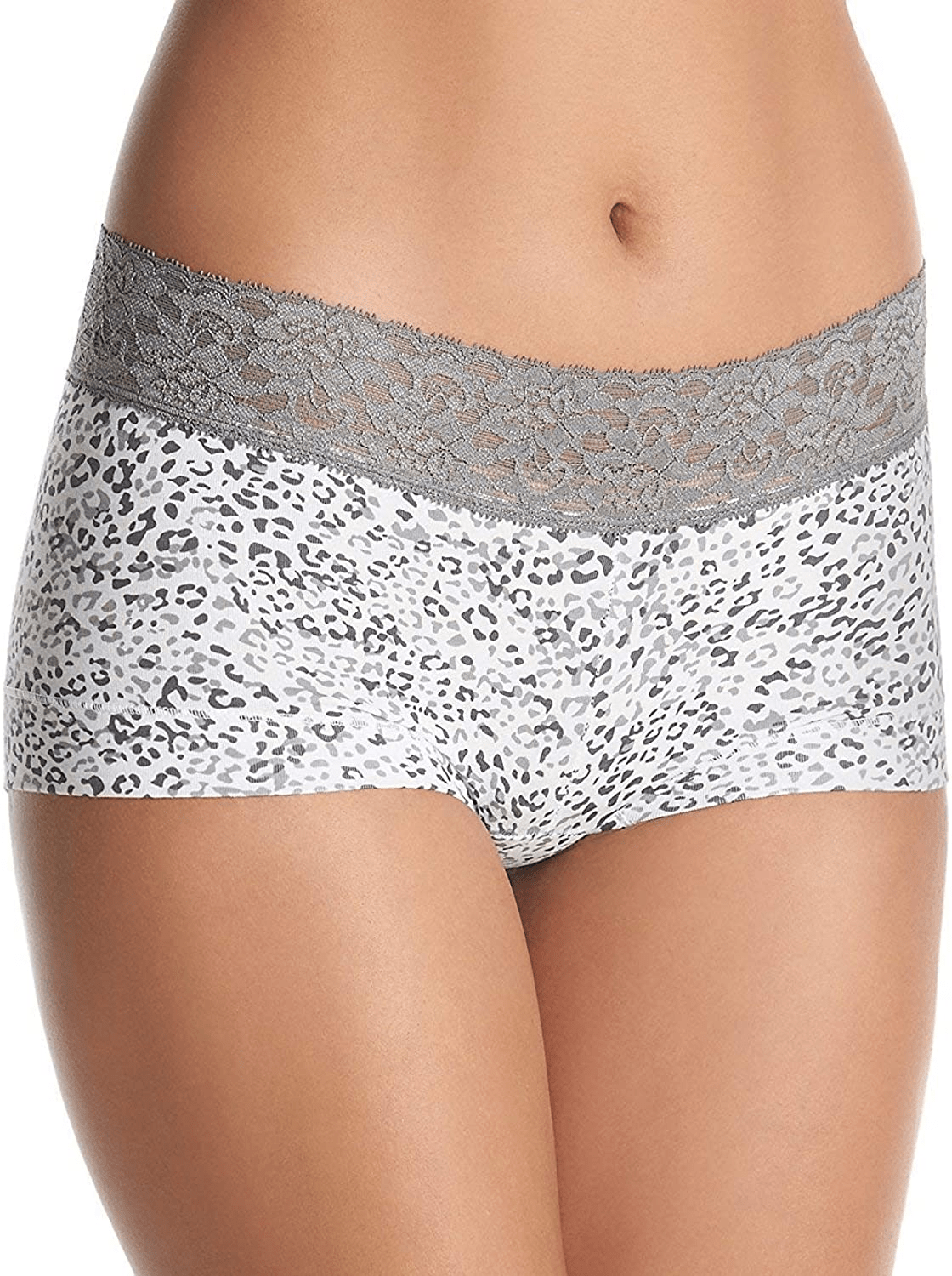 Maidenform Women'S Dream Cotton with Lace Boyshort Apparel & Accessories > Clothing > Underwear & Socks > Underwear Maidenform Grey Daze/Steel Grey 9