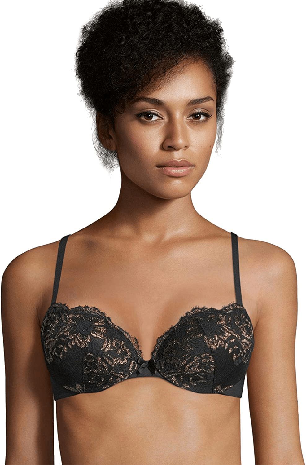 Maidenform Women's Love The Lift Push Up & In Demi Bra DM9900 Black W/ Gold / 32B